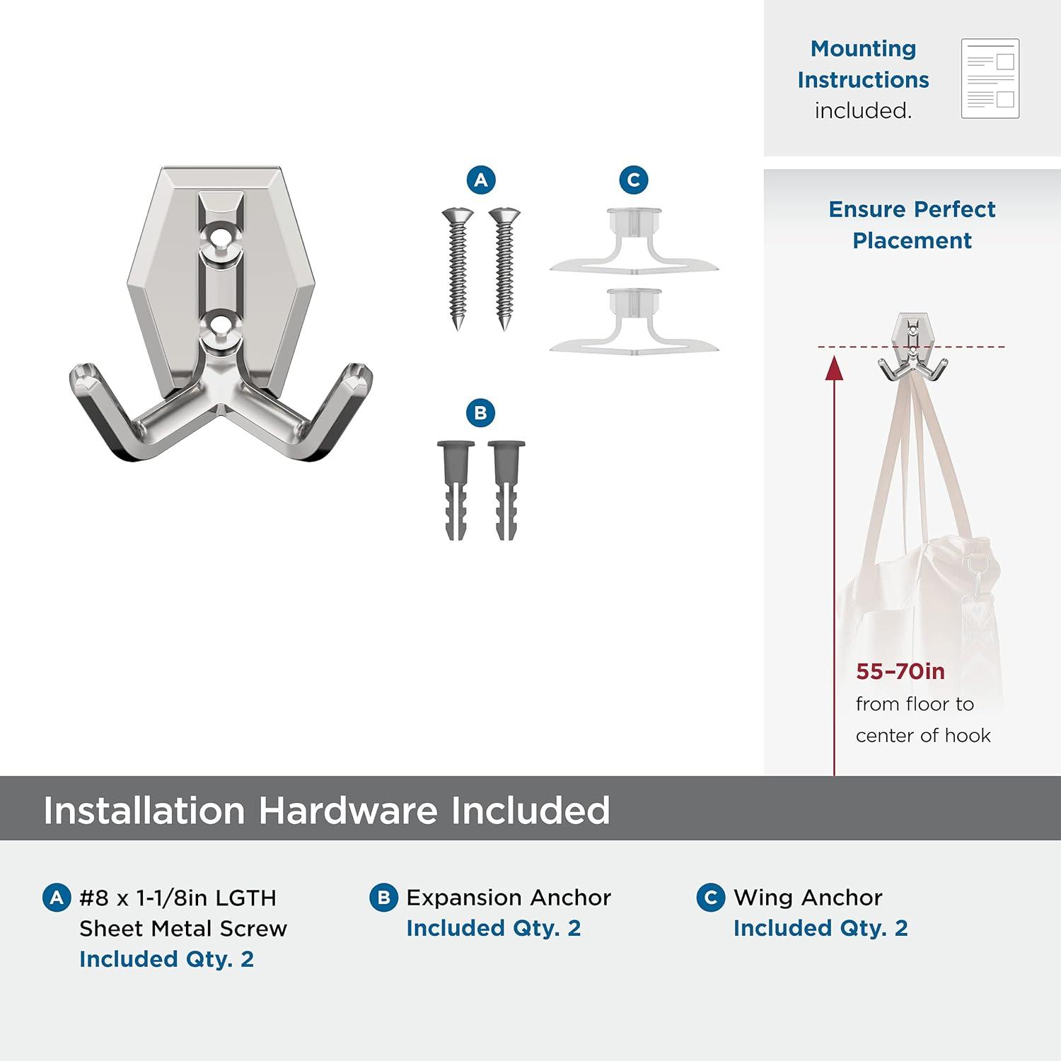 Benton Transitional Double Prong Decorative Wall Hook