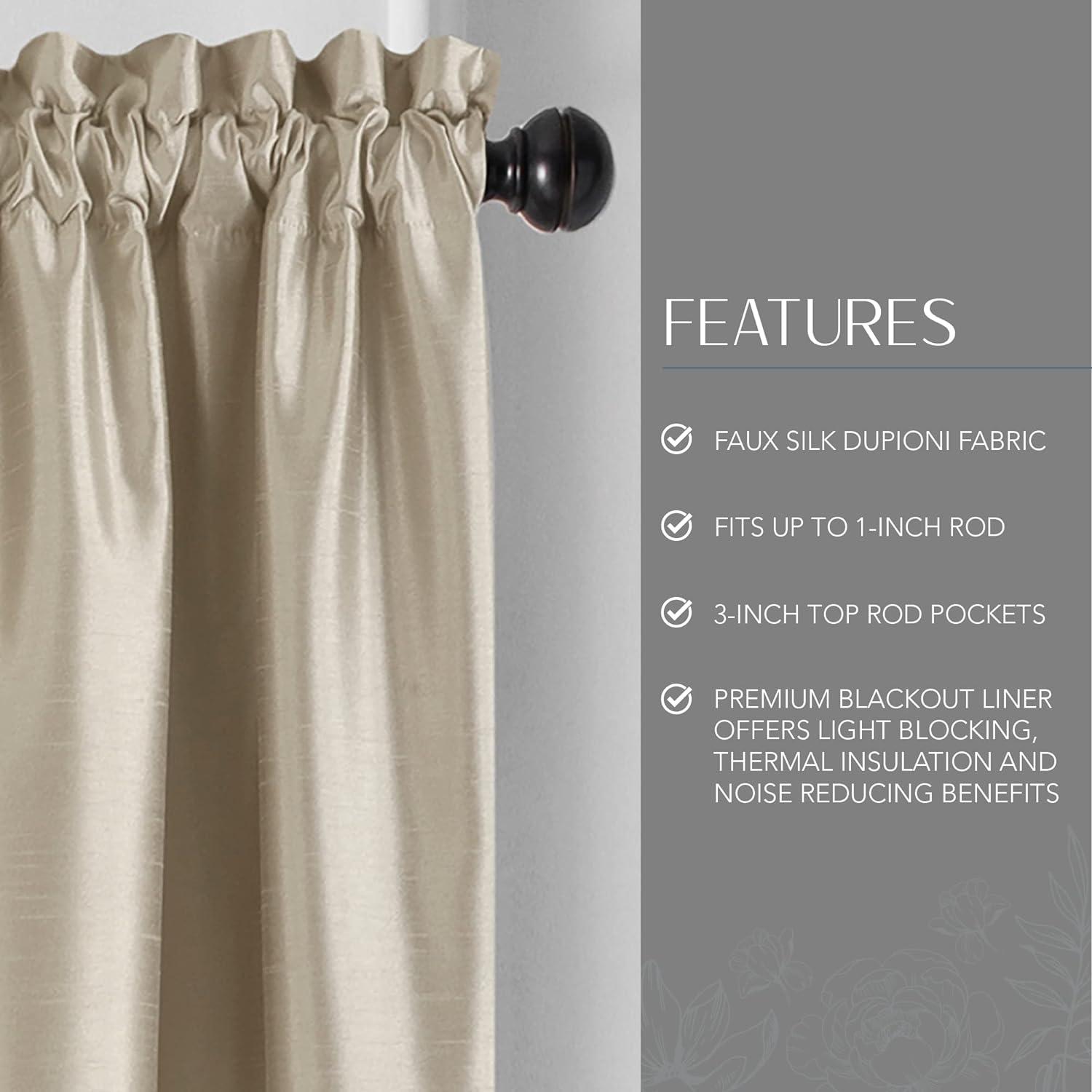 Elrene Colette Faux Silk Blackout Single Window Curtain Panel - Elrene Home Fashions