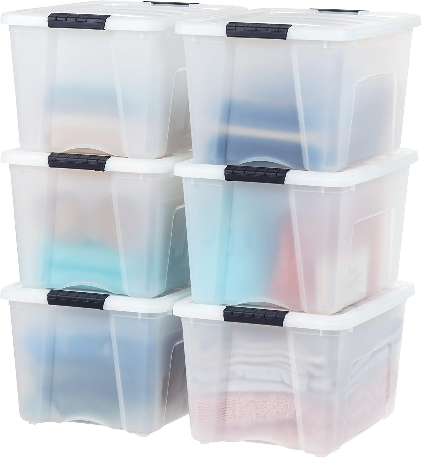 40qt Plastic Storage Bins with Lids and Secure Latching Buckles - 6 Pack