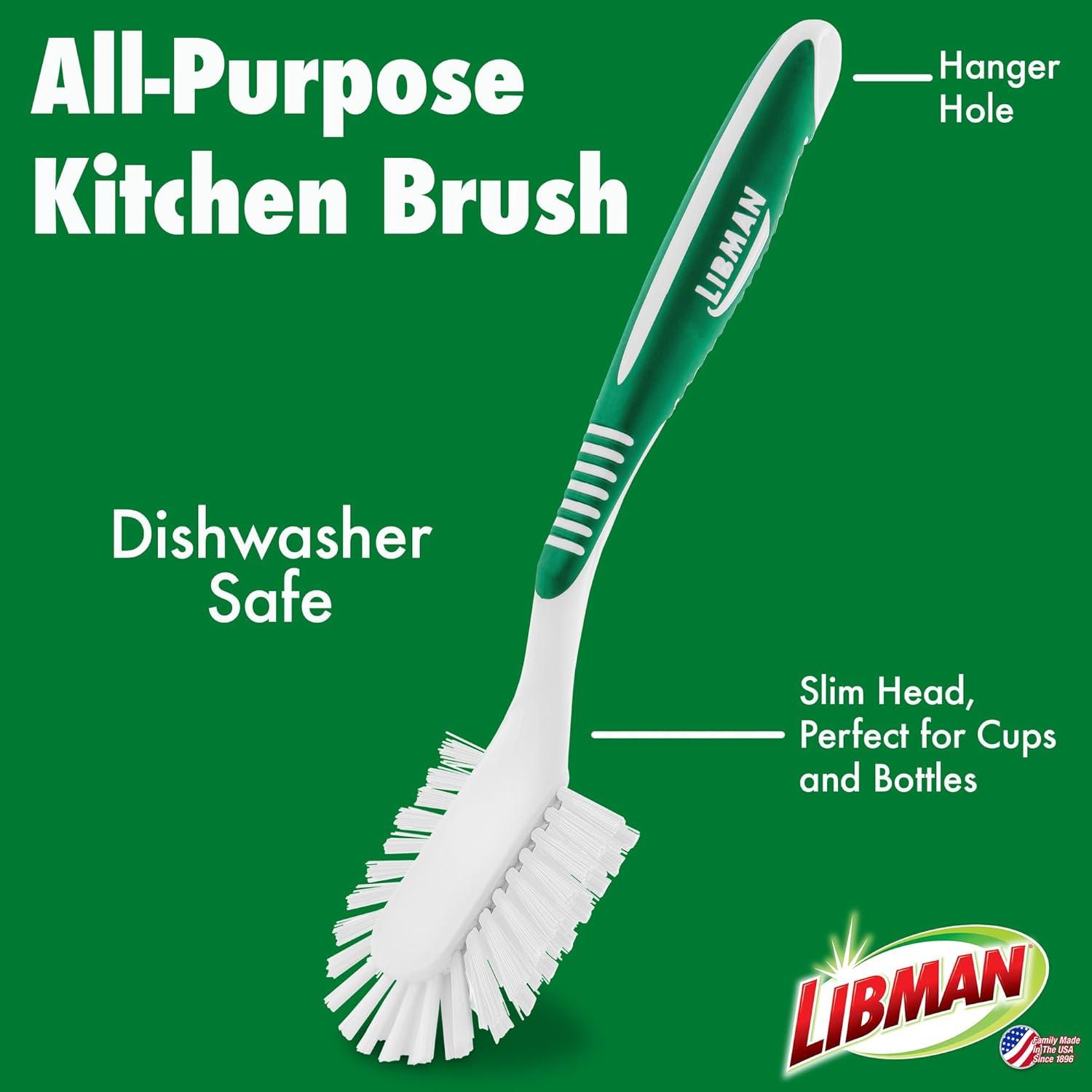 Libman Scrub Brush Kit | for Grout, Tile, Bathroom, Carpet, Kitchen, and Household Messes | Strong Fibers for Tough Cleaning