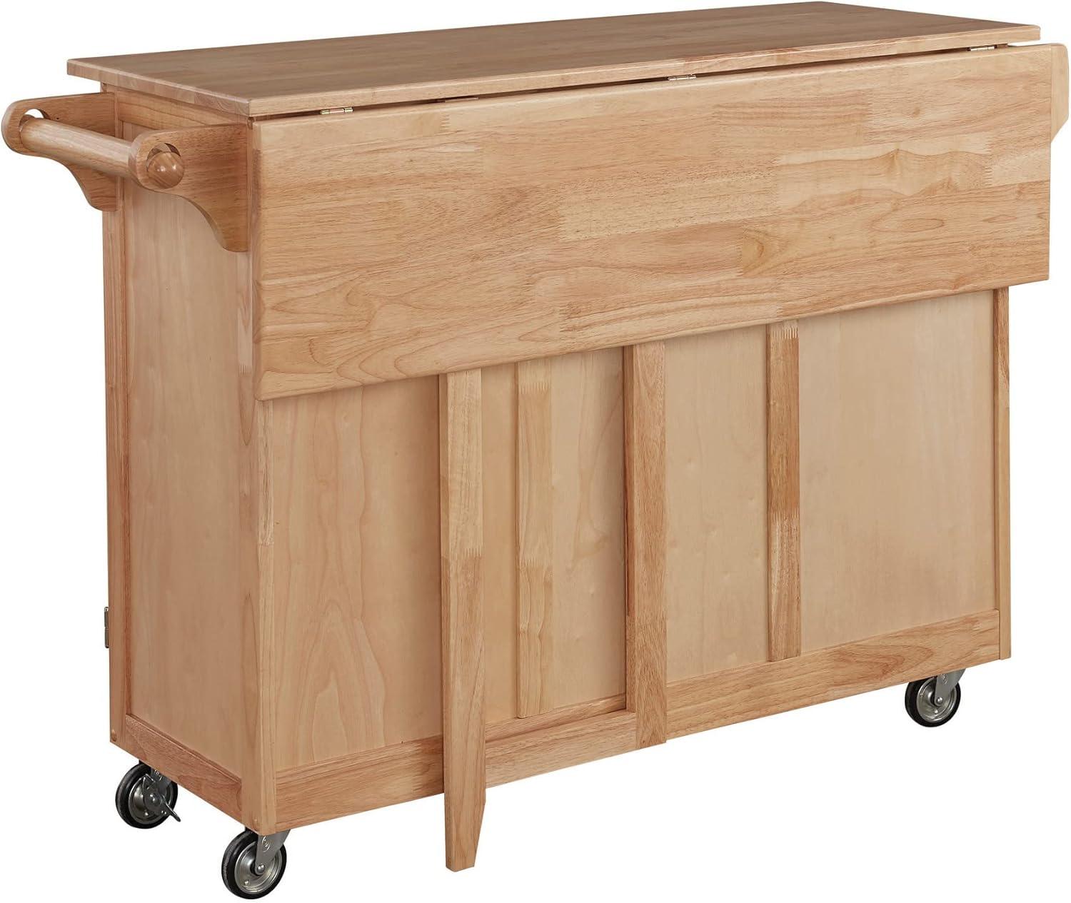 Breakfast Bar Kitchen Cart with Wood Top Natural - Home Styles: Rolling Island Storage, 2 Shelves, 2 Doors