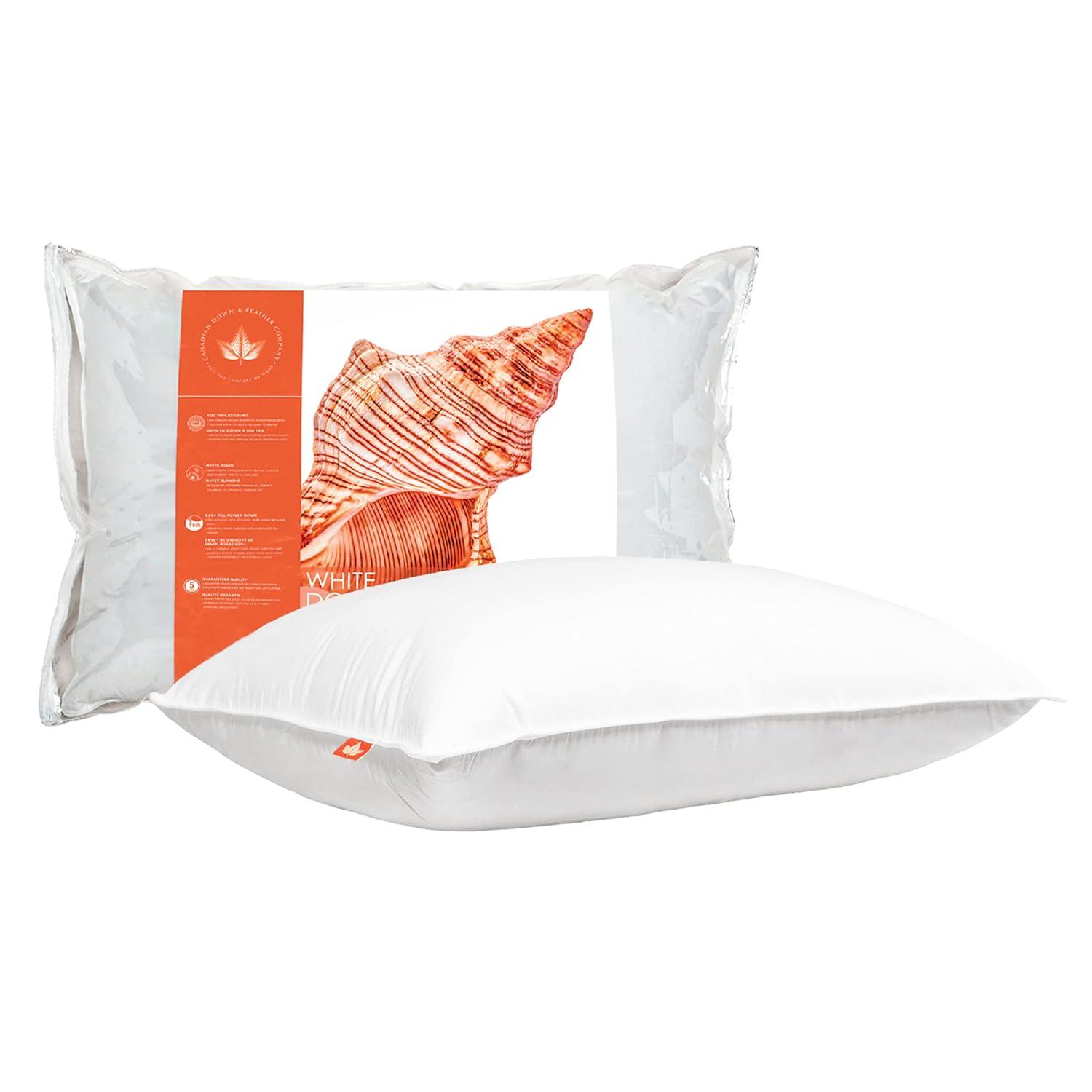 Canadian Down & Feather Company - 625 Loft White Down Pillow, Medium Support - Standard Size