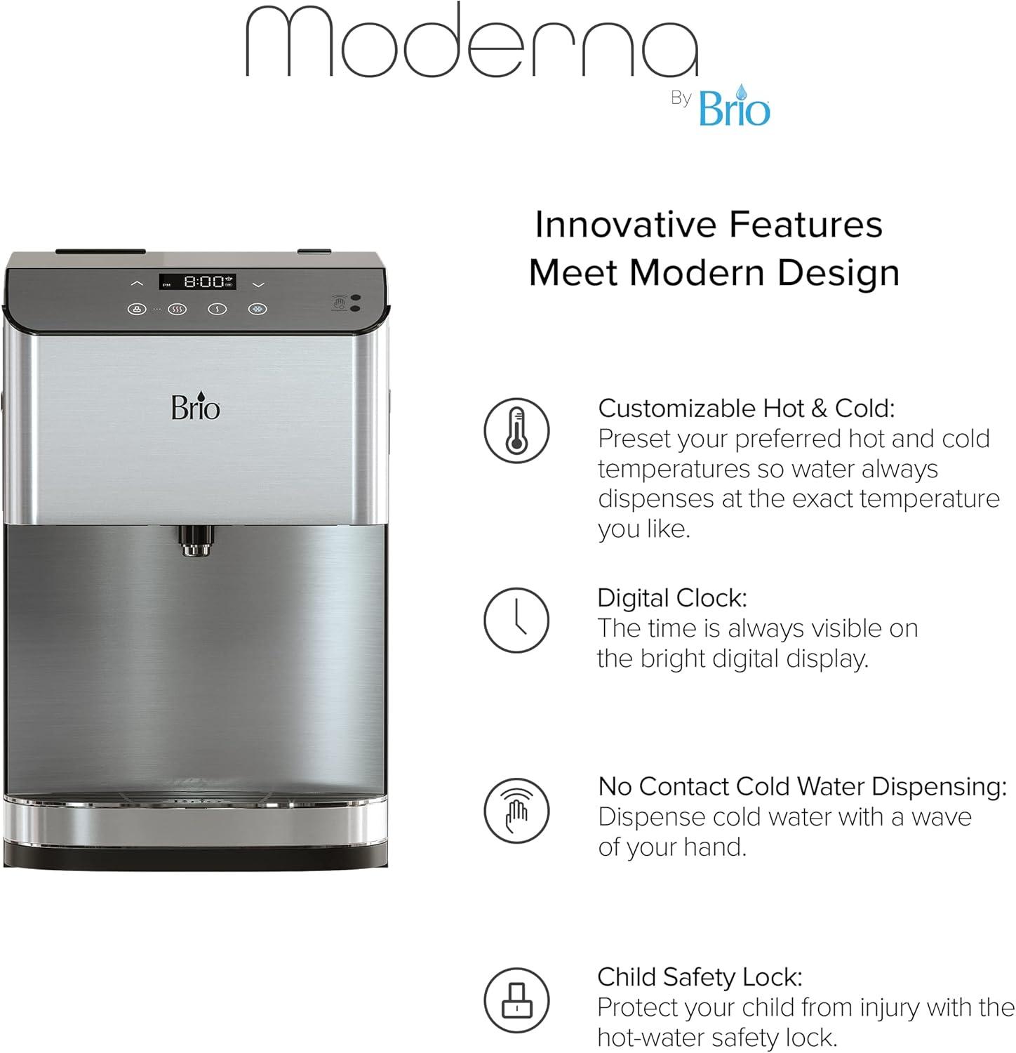 Brio 3-Stage Filtration Water Countertop Dispenser Tri-Temp Digital, Connects to your water line, Height 19.3"