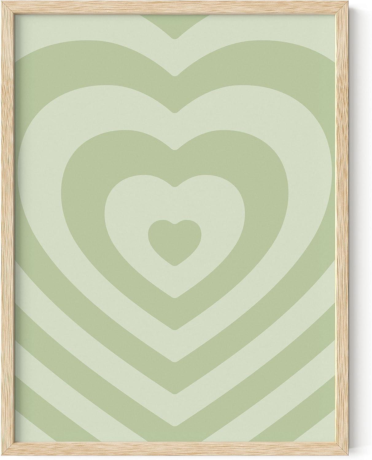 HAUS AND HUES Framed Wall Art Abstract, Sage Green Wall Décor, Green Room Poster, Aesthetic Wall Pictures, Sage Wall Décor, Sage Green Décor, Sage Green Room Décor, Green Wall Art (Beige, 12x16)