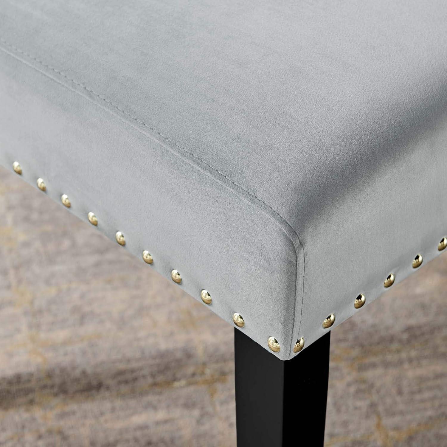Modway Silver Orchid Lind Velvet Nailhead Trim Dining Side Chairs