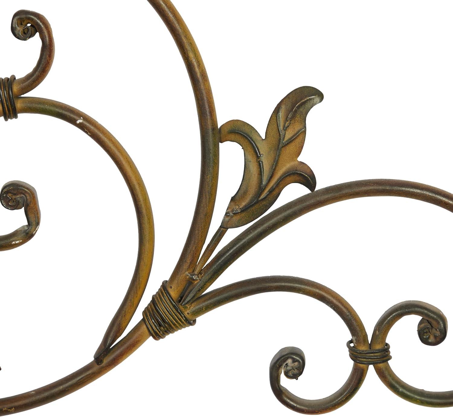 DecMode Gold Metal Scroll Wall Decor with Embossed Details