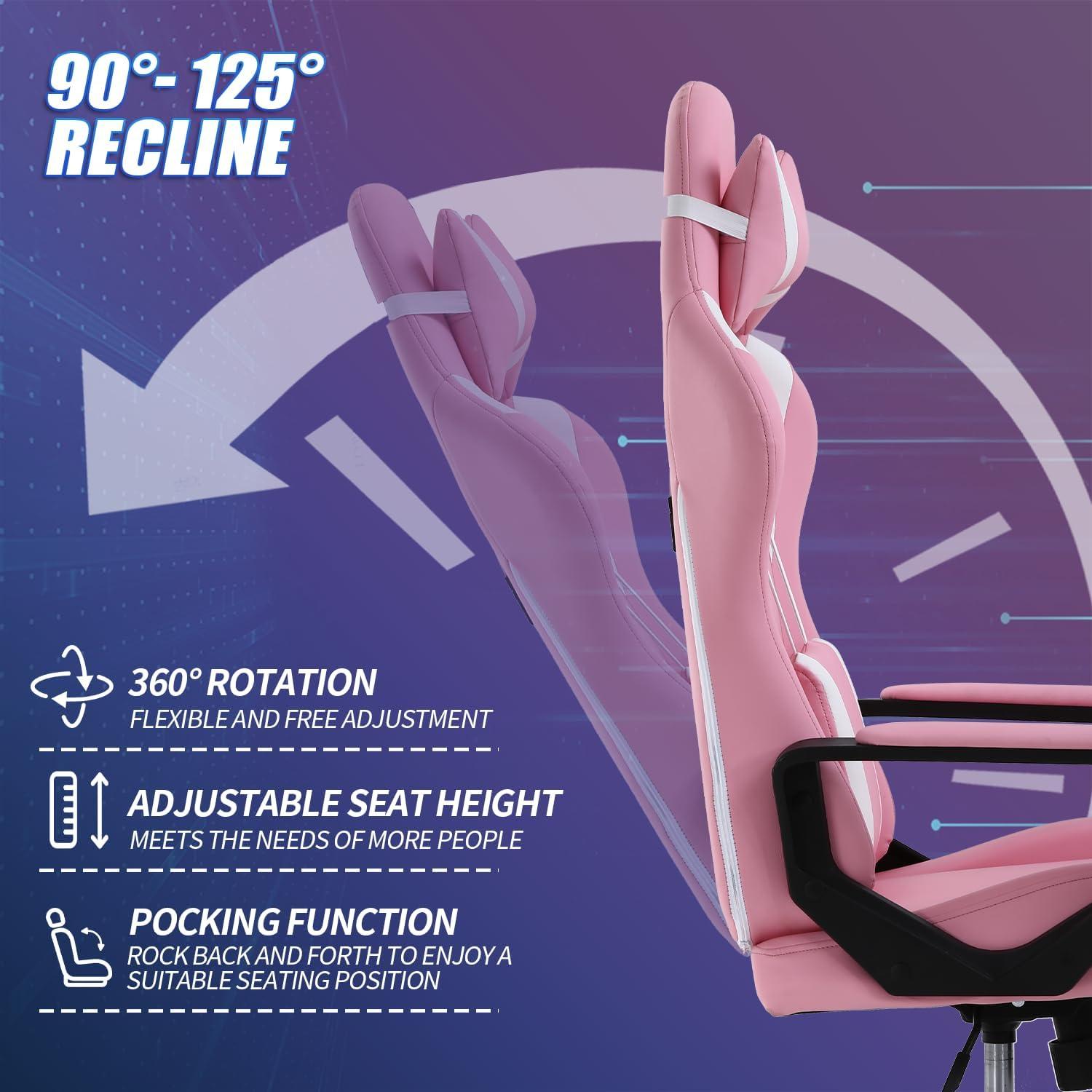 FDW Office Chair Gaming Chair Desk Chair Executive Chair with Lumbar Support Adjustable Stool Swivel Rolling Computer Chair,Pink
