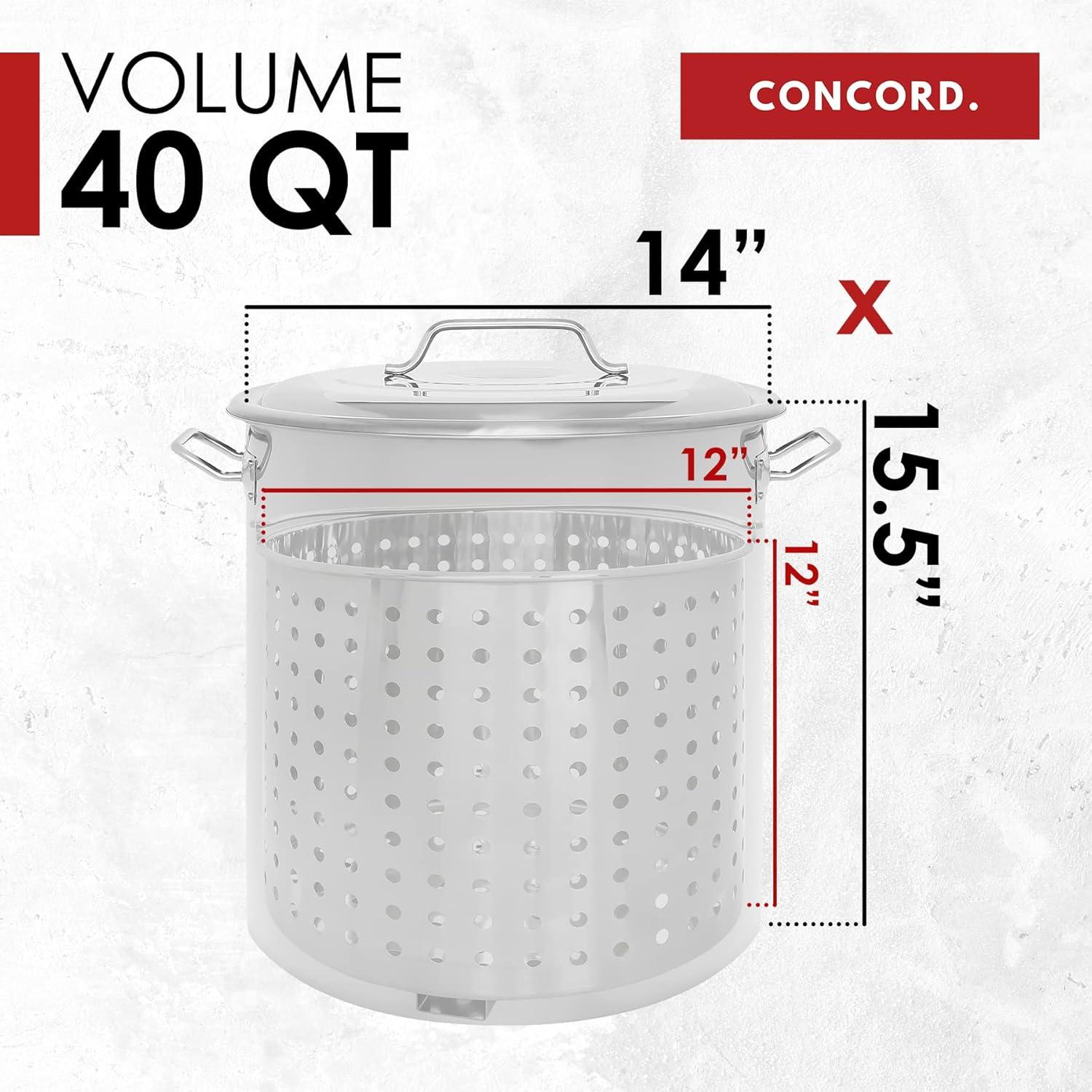 Concord 40 Quart Stainless Steel Stock Pot with Steamer Basket