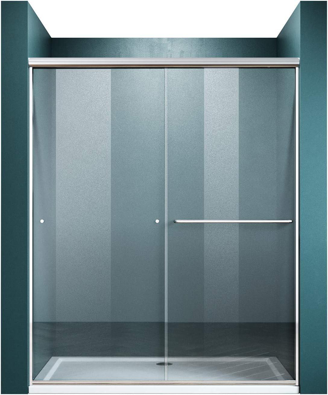 48'' Chrome Semi-Frameless Sliding Shower Door with Clear Glass