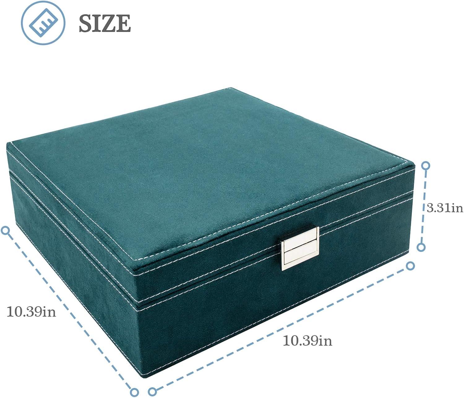 ProCase Jewelry Box Organizer for Women Girls, Two Layer Jewelry Display Storage Holder Case for Necklace Earrings Bracelets Rings Watches -Green