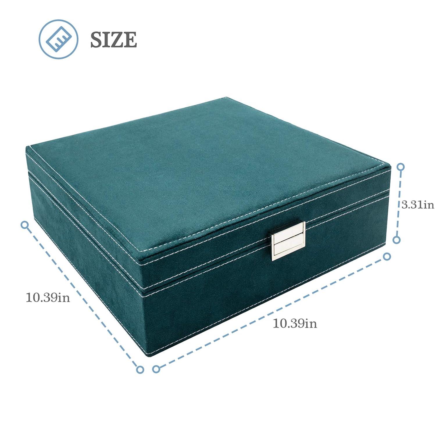 ProCase Jewelry Box Organizer for Women Girls, Two Layer Jewelry Display Storage Holder Case for Necklace Earrings Bracelets Rings Watches -Green