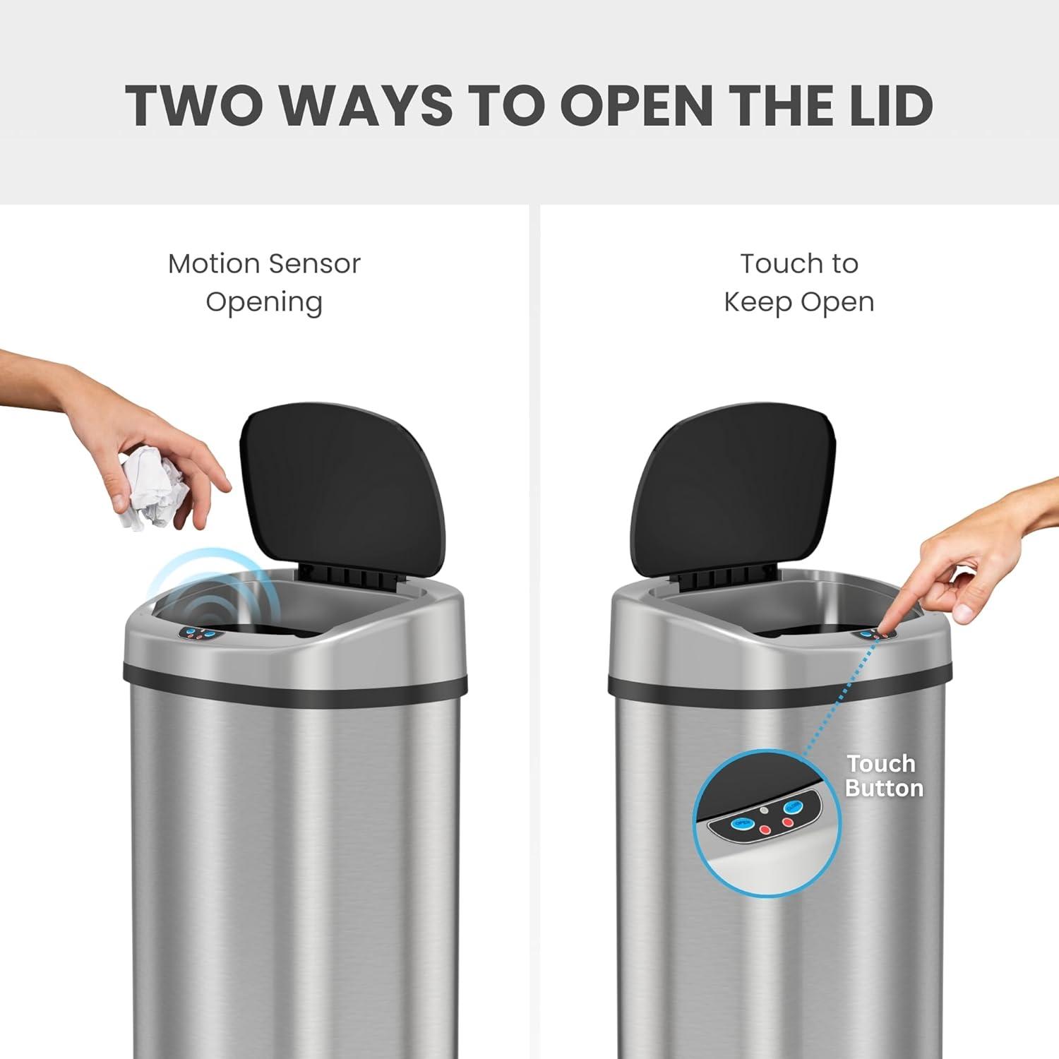 iTouchless Deodorizer Stainless Steel 13 Gallon Motion Sensor Trash Can & Reviews | Wayfair