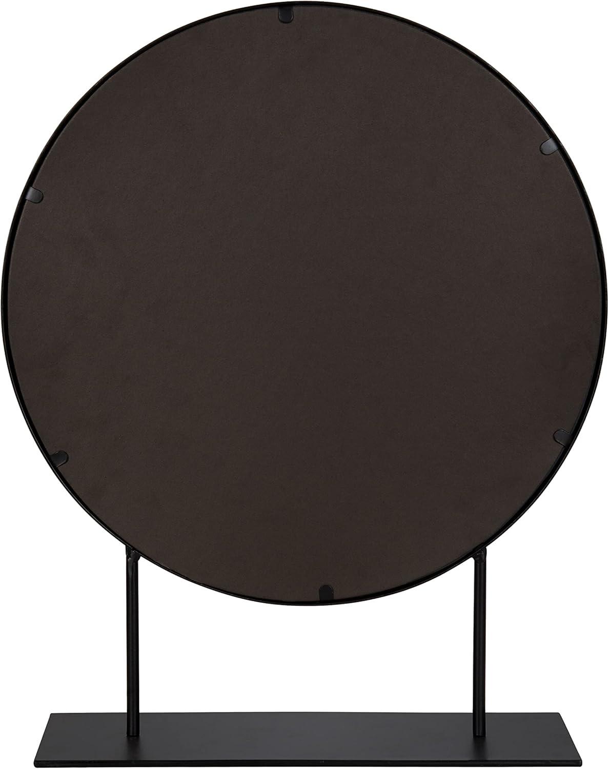 Rouen Modern Glam 18" Round Black Metal Frame Vanity Mirror