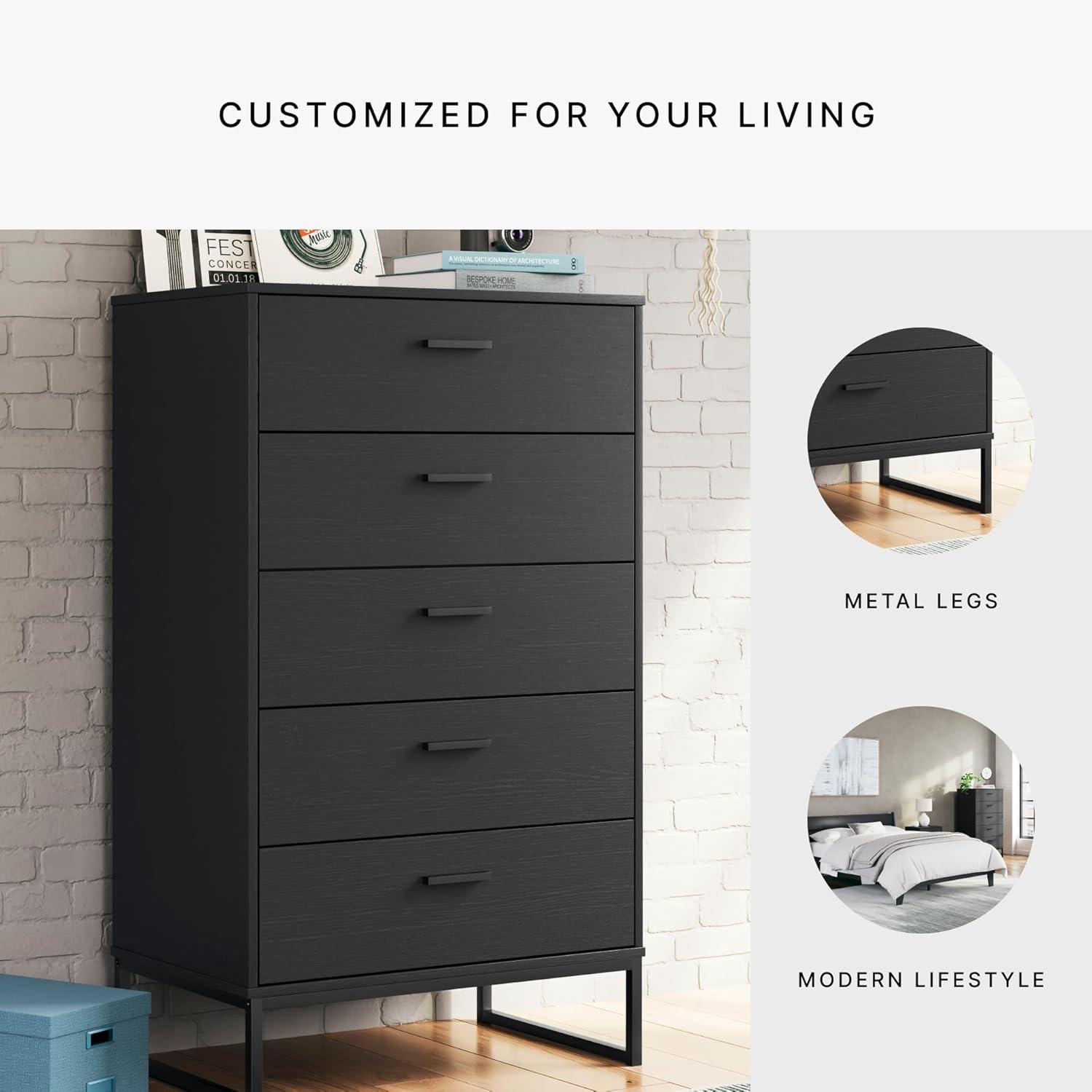 Signature Design by Ashley Socalle 5 Drawer Dresser, Black
