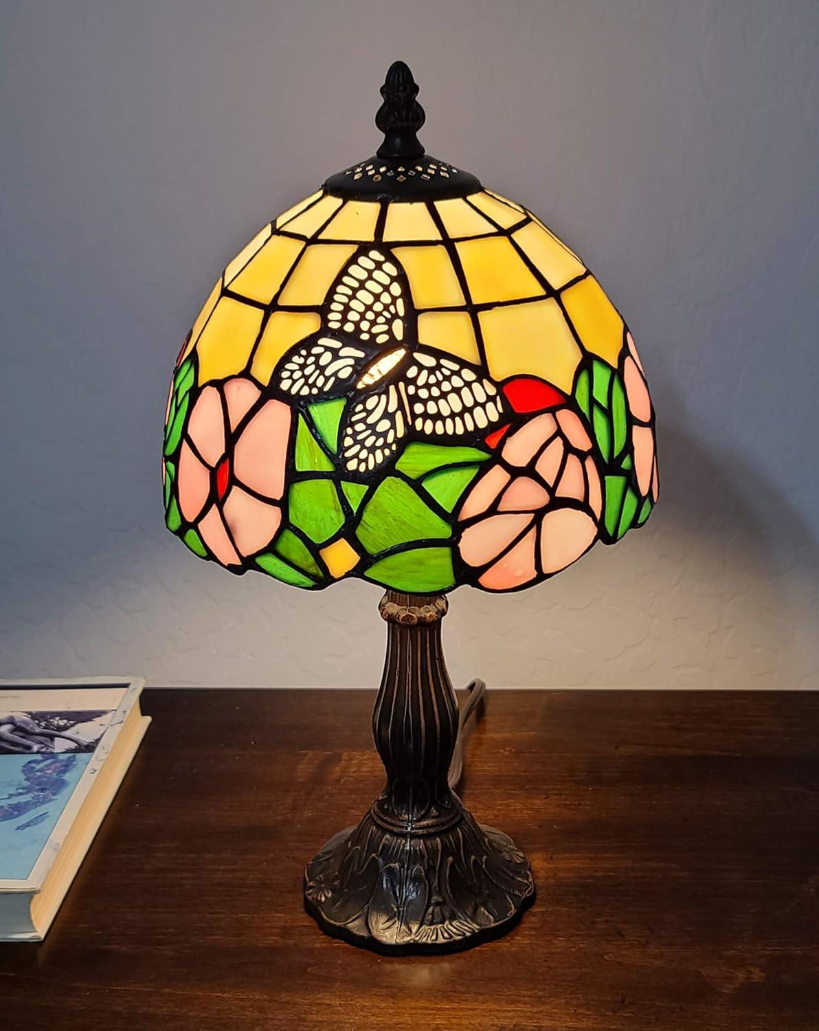 Amora Lighting Tiffany Style Floral Mini Table Lamp 15 Inch High
