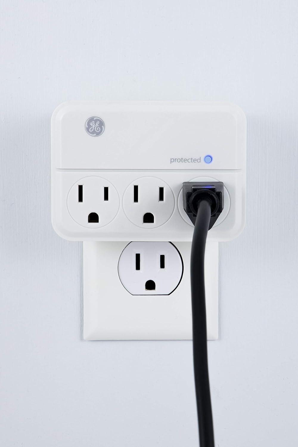 White 3-Outlet Surge Protector Wall Tap with Indicator Light