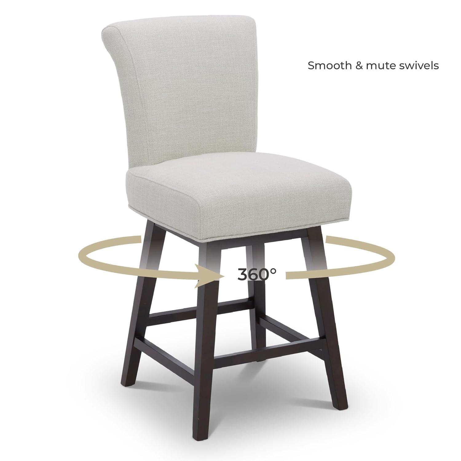 CHITA 26 Inch Counter Height Swivel Bar Stools Set of 2, FSC Certified Modern Upholstered Swivel Barstool Chairs with Back, Fabric in Linen