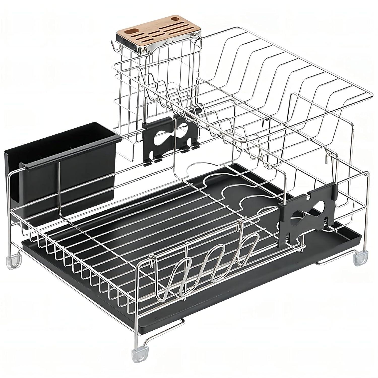 NIERBO Large Capacity 2-Tier Stainless Steel Dish Drying Rack With Rustproof Finish | Wayfair