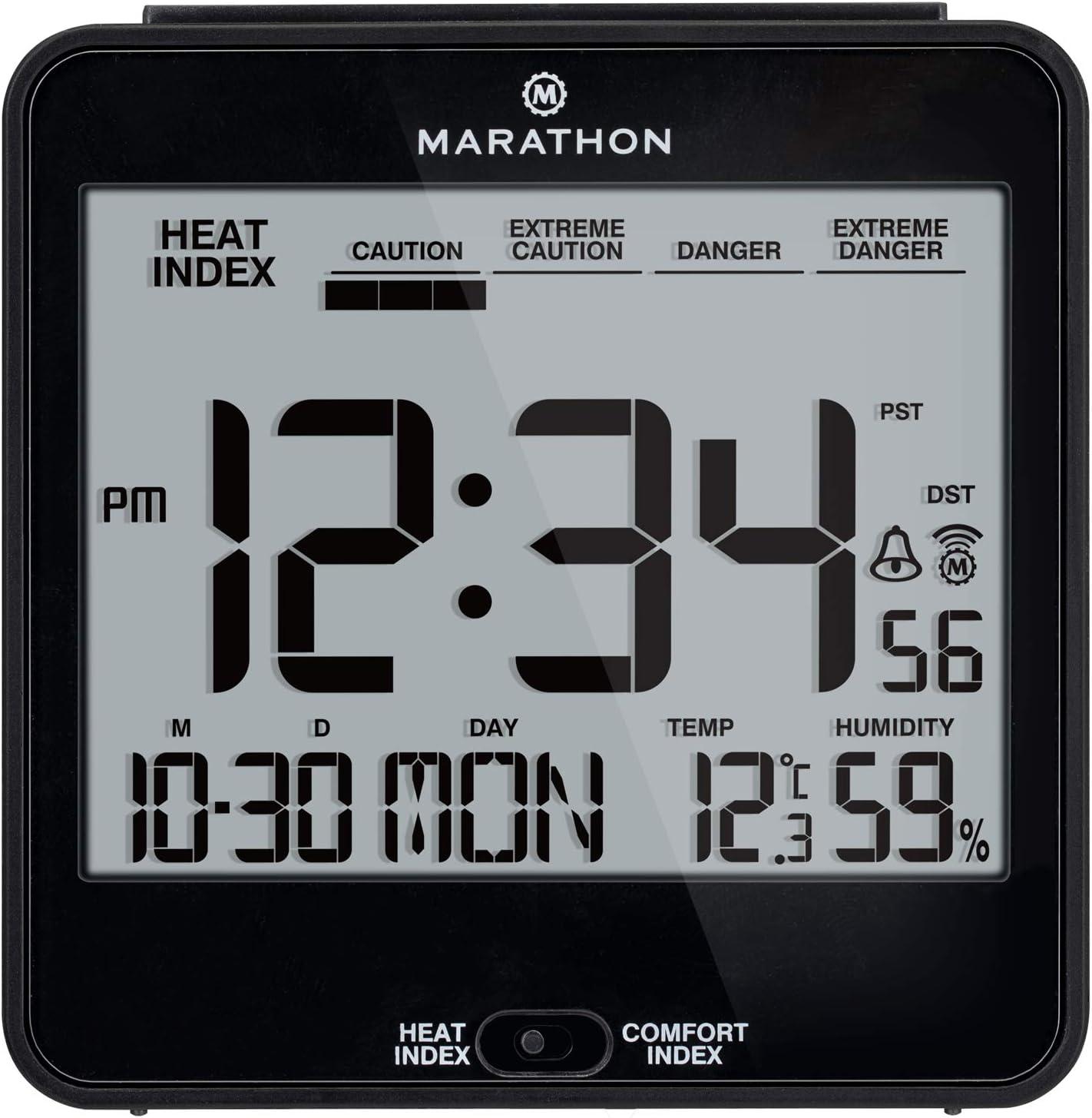 Marathon Black Plastic Digital Atomic Desk Clock with LCD Display