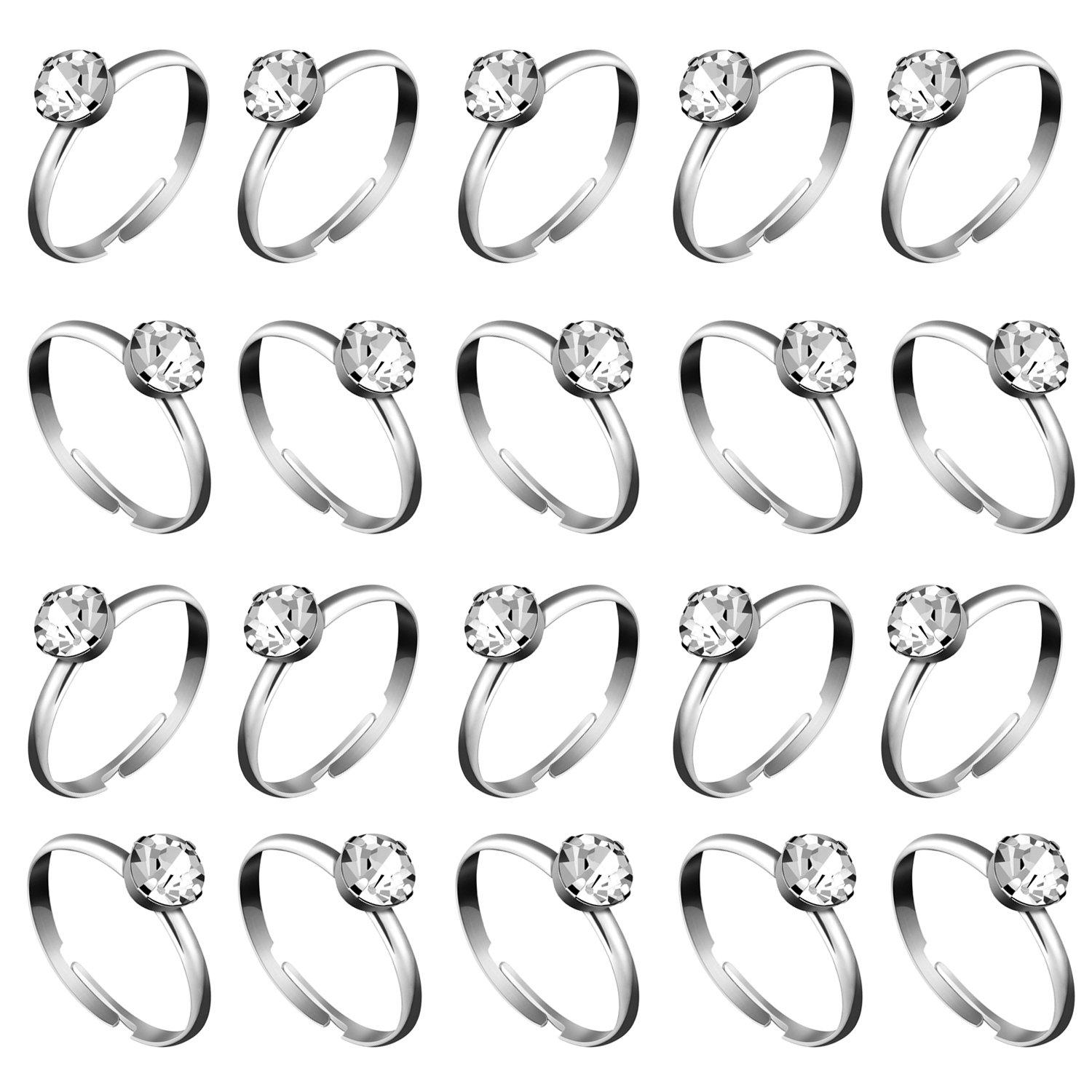 Whaline 36 Packs Diamond Engagement Rings Bridal Shower Rings for Wedding Table Decorations, Party Supply, Favor Accents, Cupcake Toppers