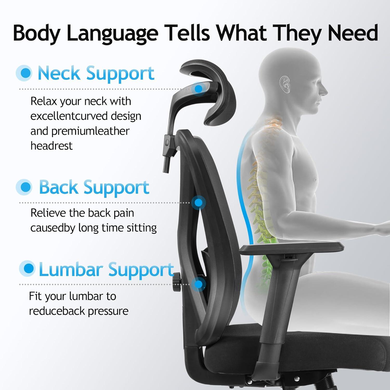 Black Ergonomic Mesh Office Chair with Adjustable Lumbar Support