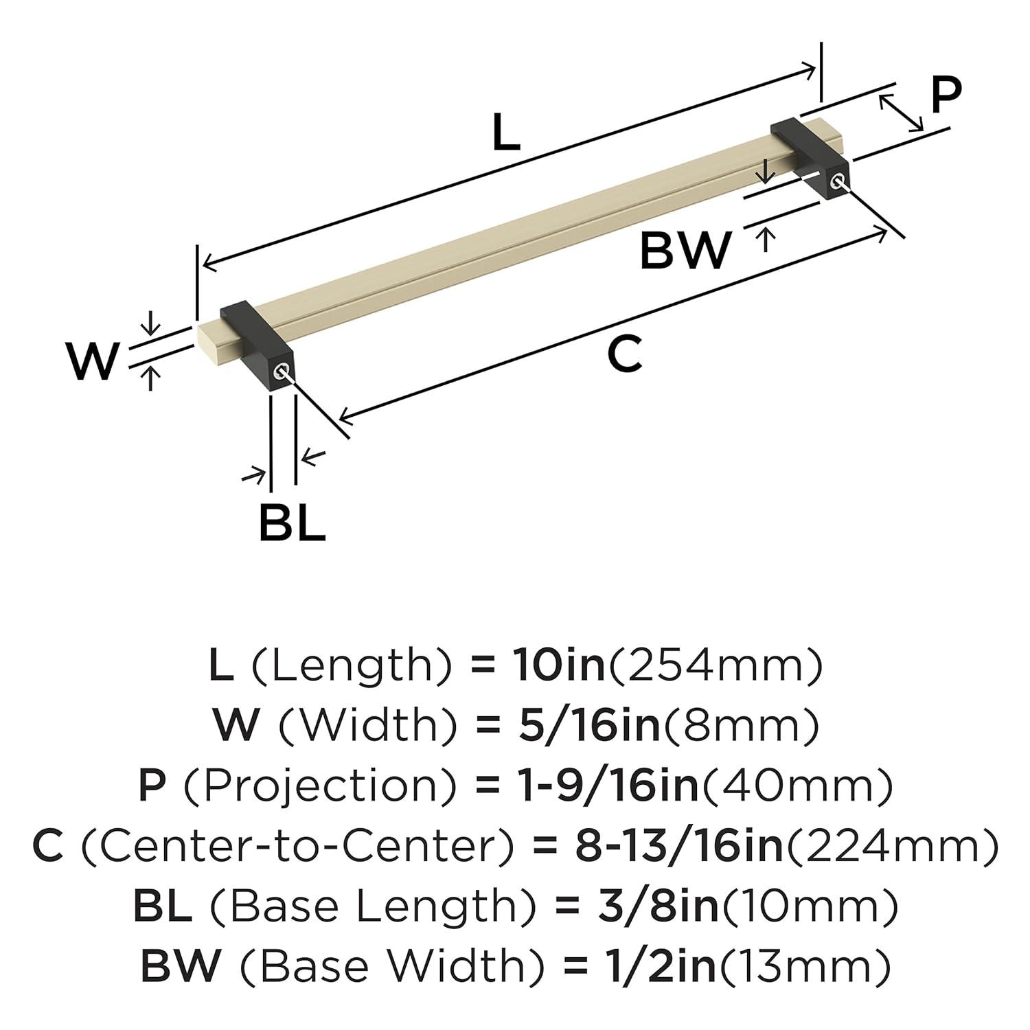 Amerock Mulino 8-13/16 inch (224mm) Center-to-Center Golden Champagne/Matte Black Cabinet Pull