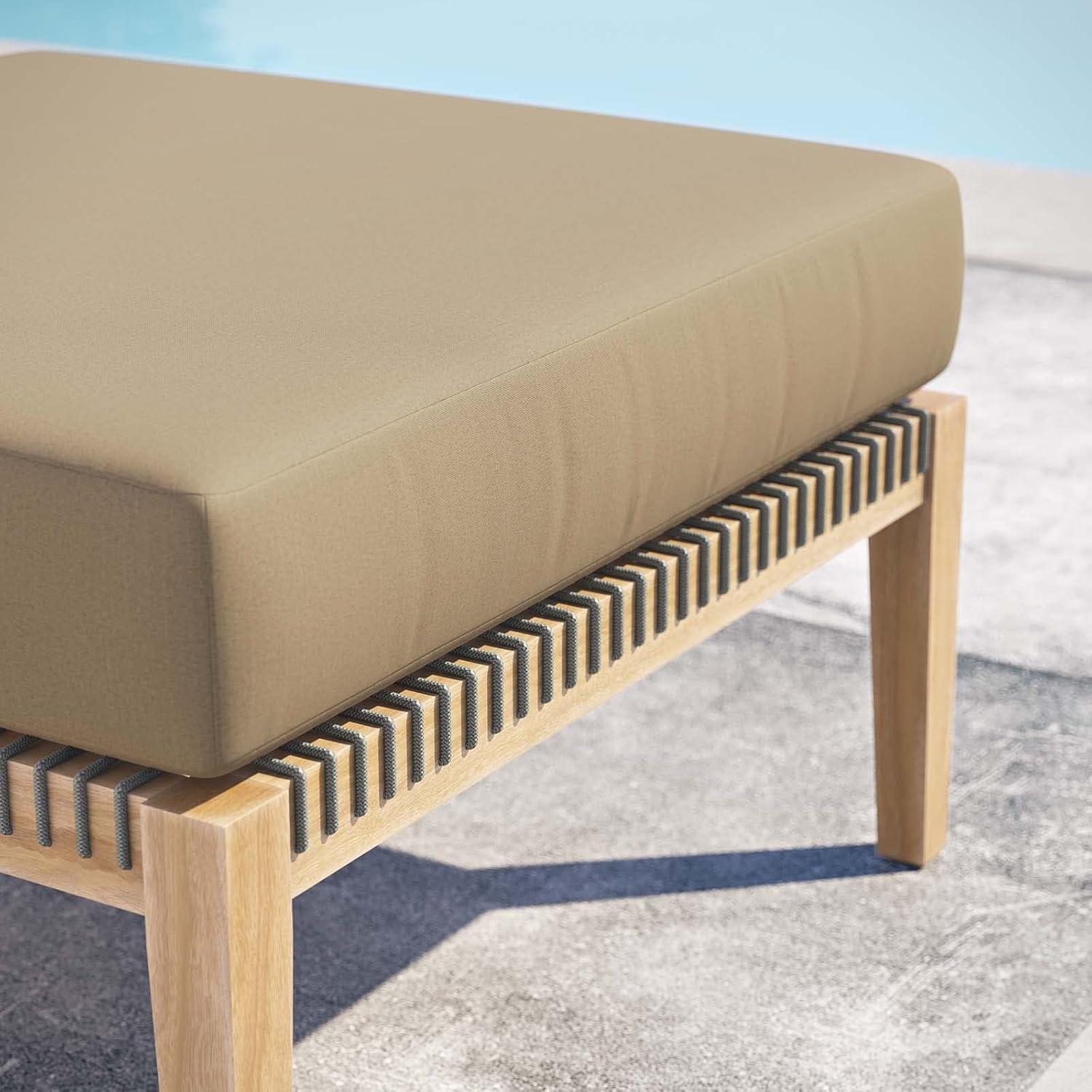 Modway Clearwater Outdoor Patio Teak Wood Ottoman