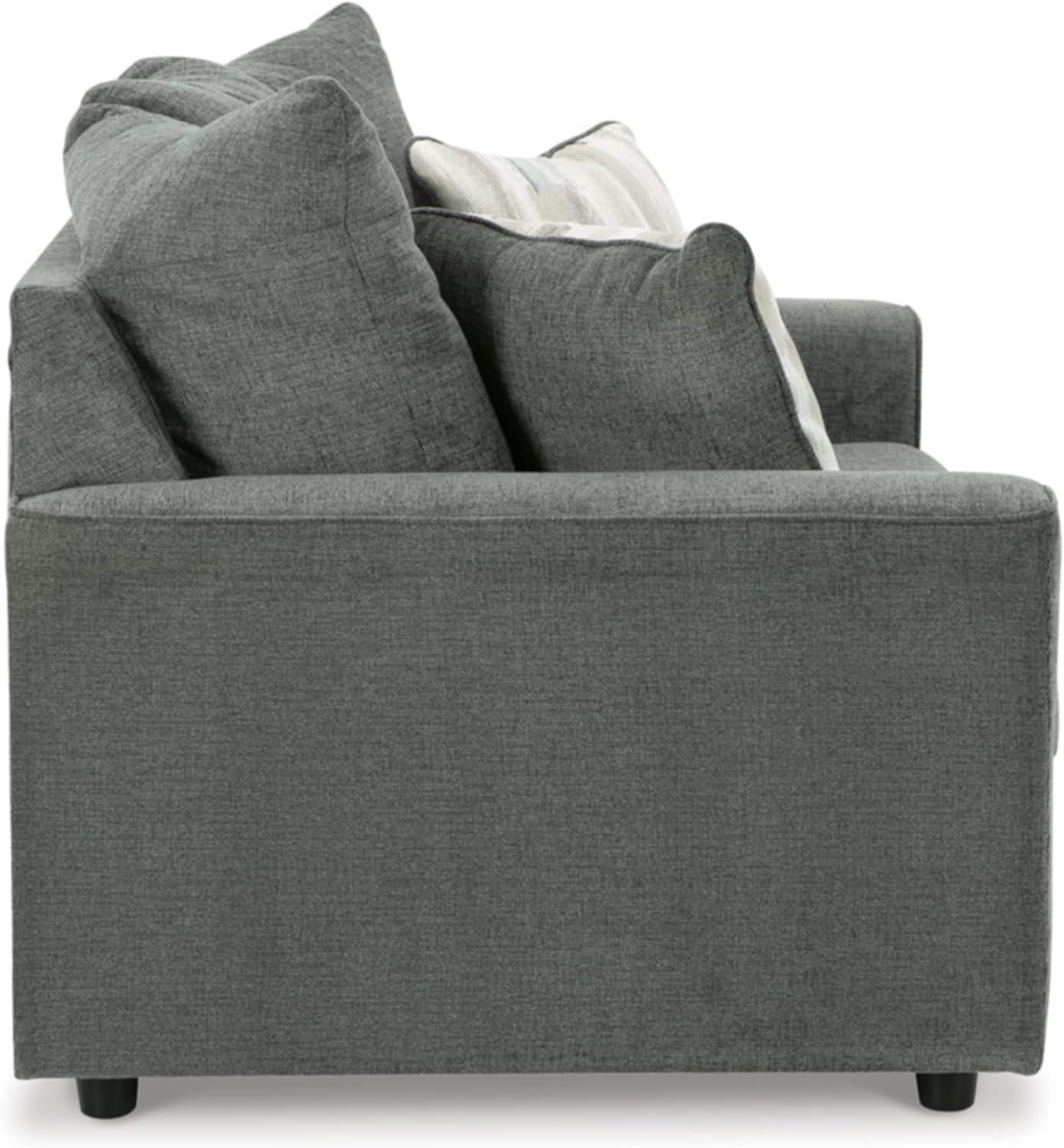 Gray Fabric Flared Arm Loveseat with Wood Frame