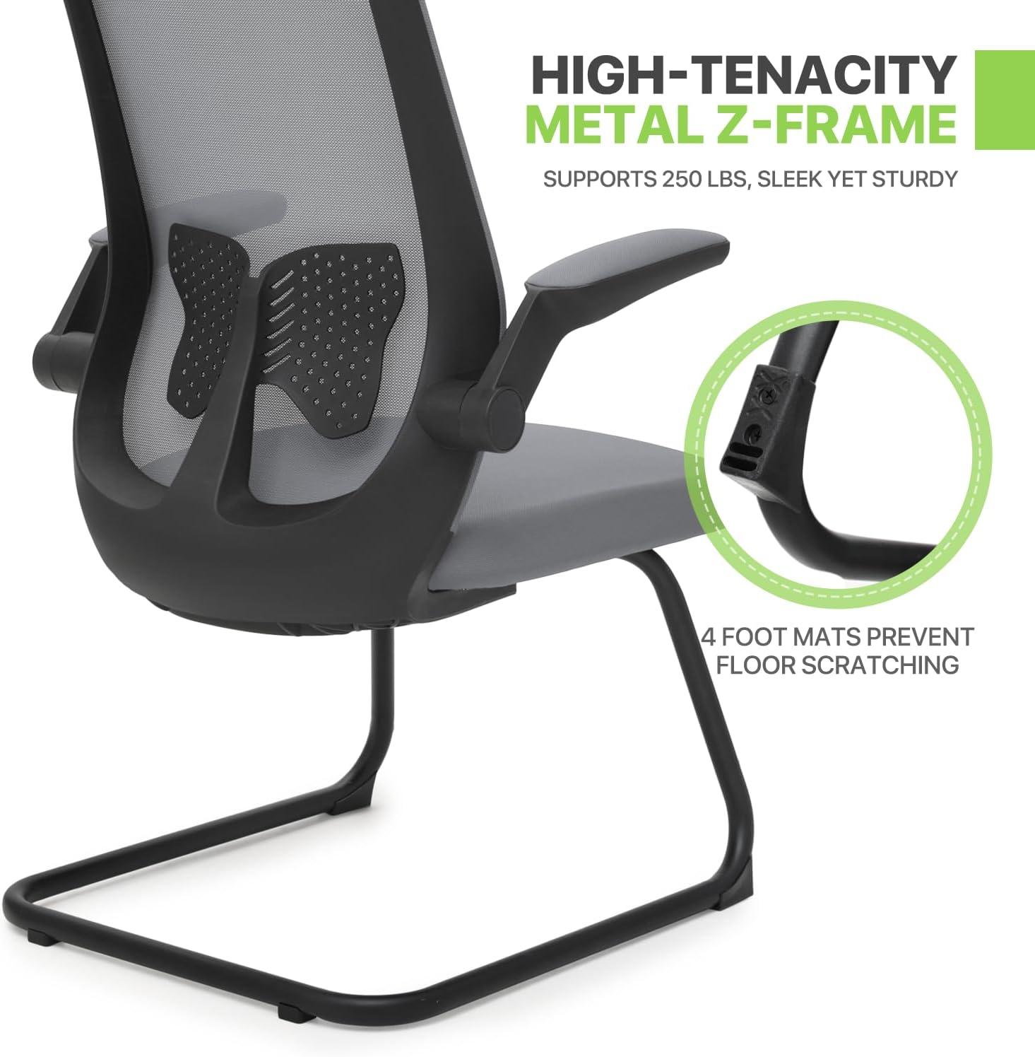 Magshion Set of 2 Ergonomic Office Chair, Computer Desk Seat with Lumbar Support & Flip-Up Arms for Home Office, Grey