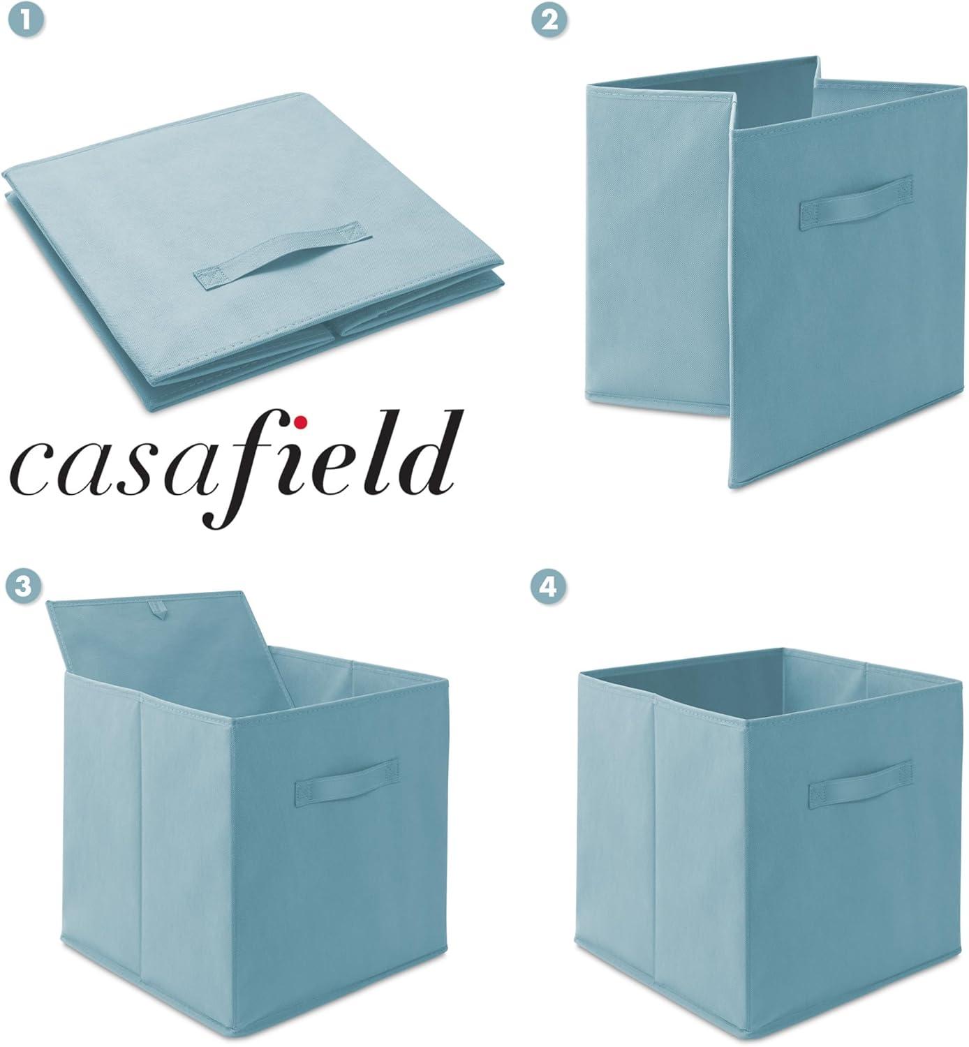 Casafield Set of 6 Collapsible Fabric Storage Cube Bins, Brown - 13" Foldable Cloth Baskets for Shelves and Cubby Organizers