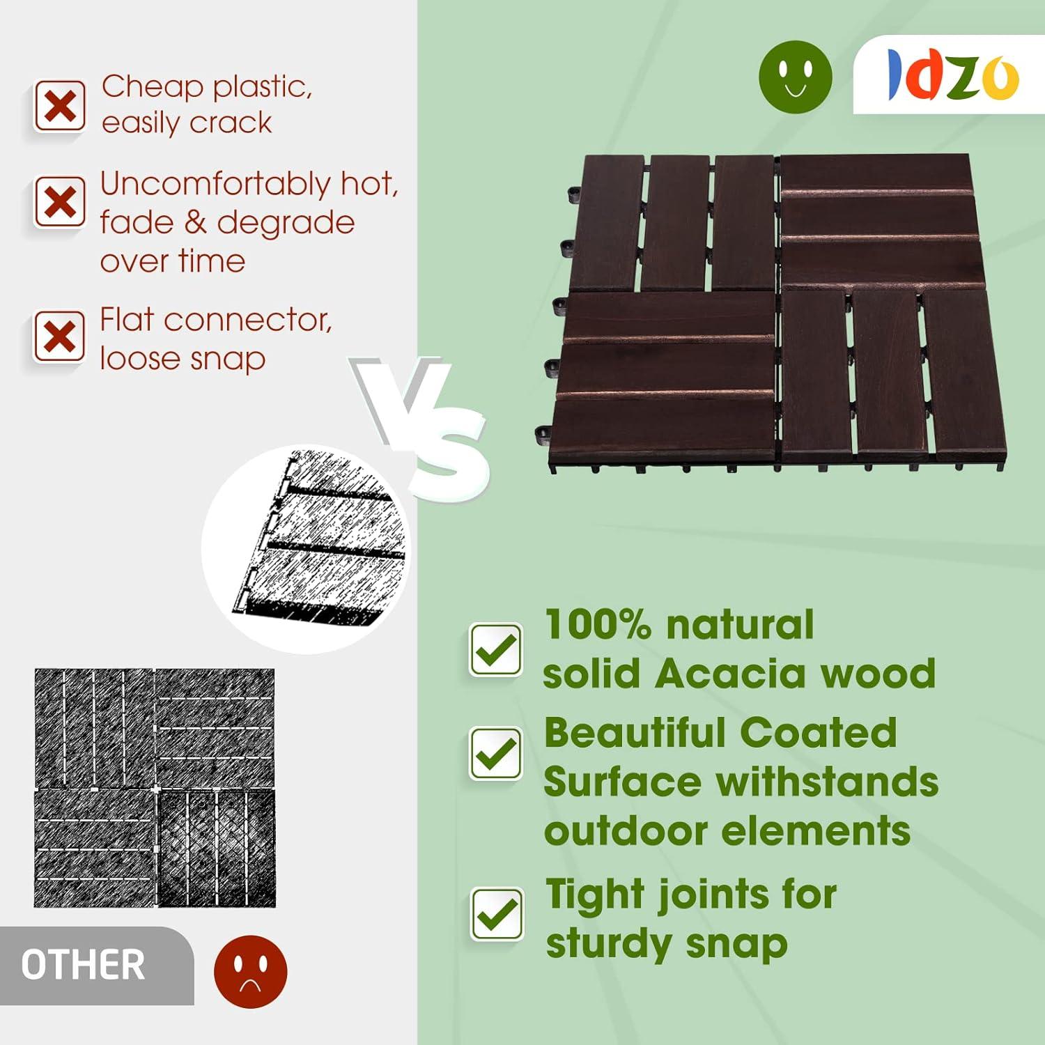 Idzo Decking Tiles - 12 Slats, Dark Brown