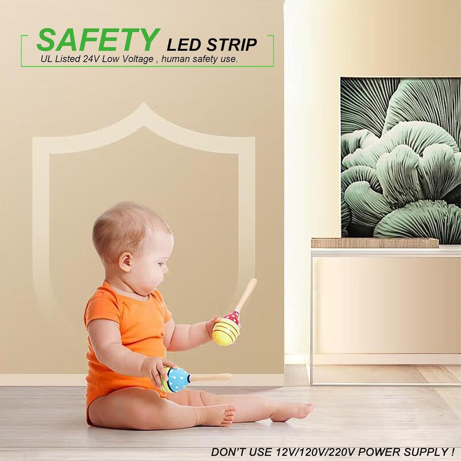 JOYLIT 24V LED Strip Warm White 3000K Dual Row 272LEDs/M 16.4FT, UL Listed Pro 792LM/FT CRI 92+ Dimmable Tape Lights 120W, 13000LM Ultra Bright Task Light Strip for Commercial, Home