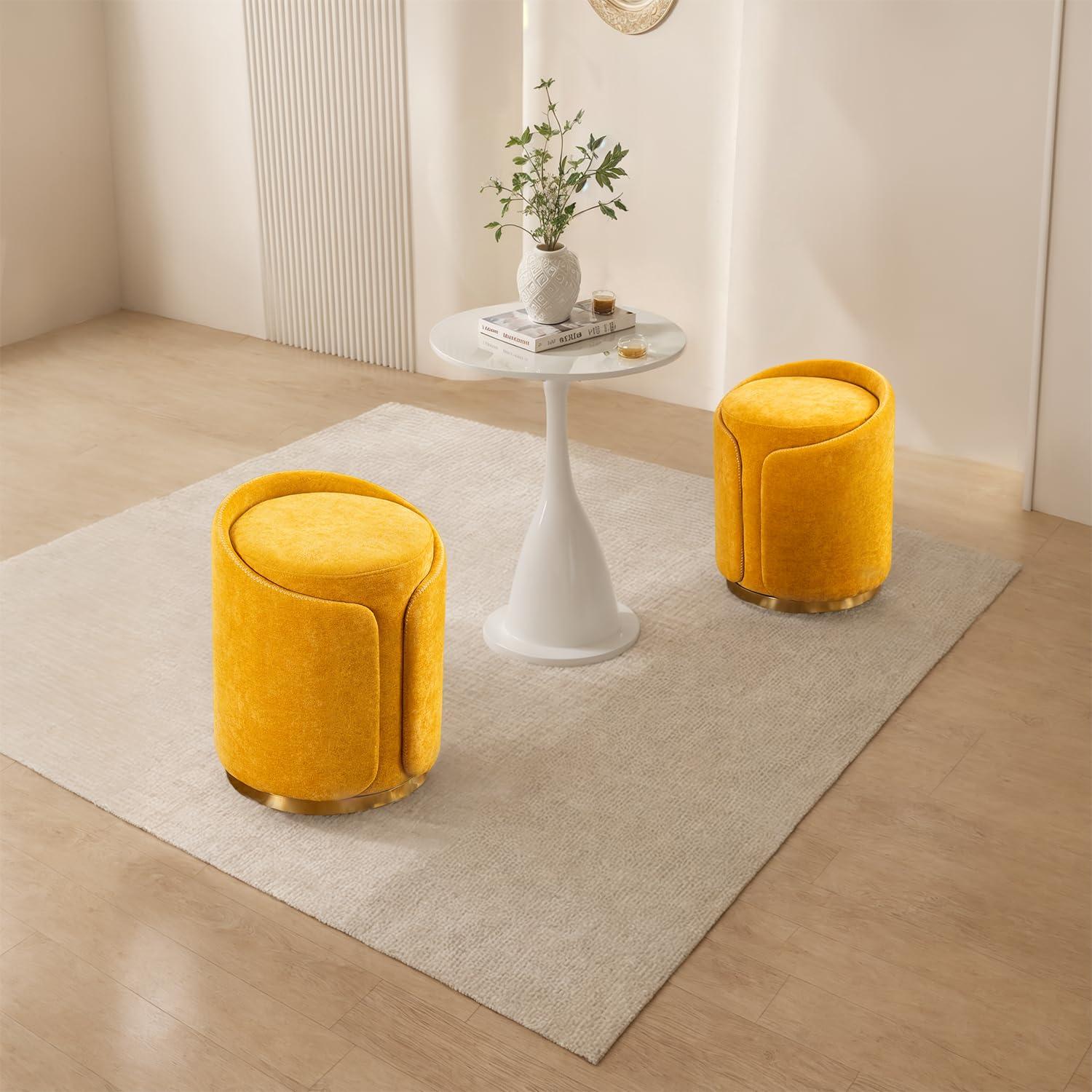 Mercer41 Juriana Metal Accent Stool Swivel Vanity Ottoman & Reviews | Wayfair