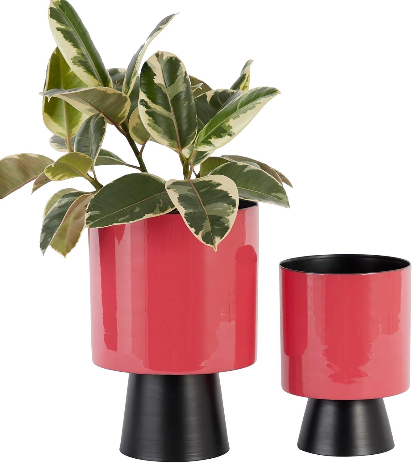 DecMode 14", 11" Gray Metal Modern Planter, 1 - Piece