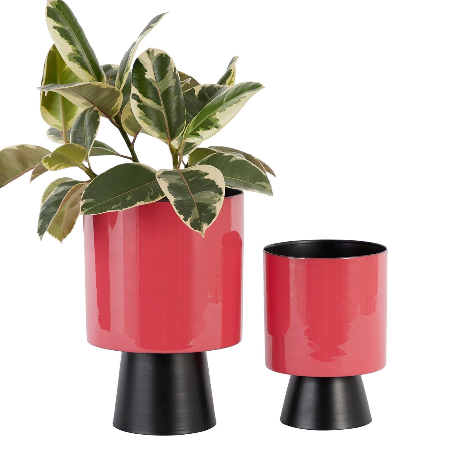 DecMode 14", 11" Gray Metal Modern Planter, 1 - Piece