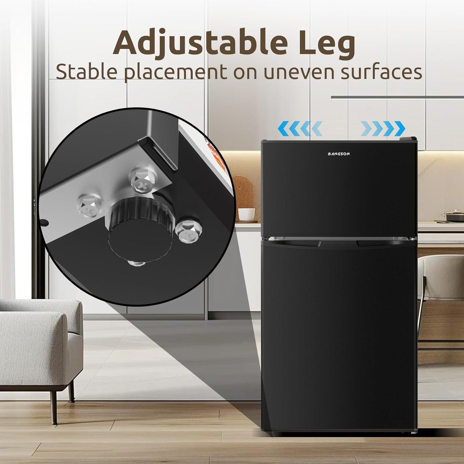 BANGSON 3.2 CU.FT, 2 Door Small Refrigerator with Freezer