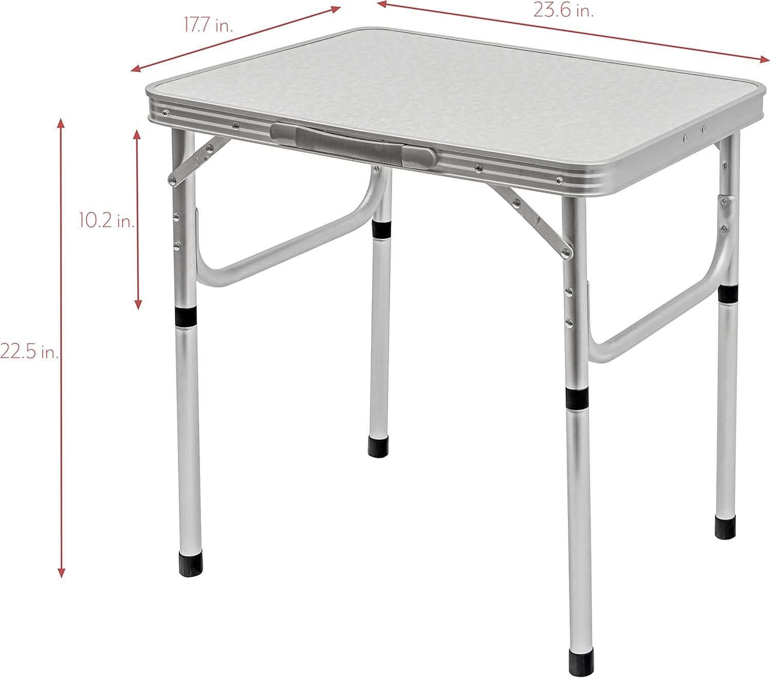 White Aluminum Portable Folding Camp Table with Carry Handle