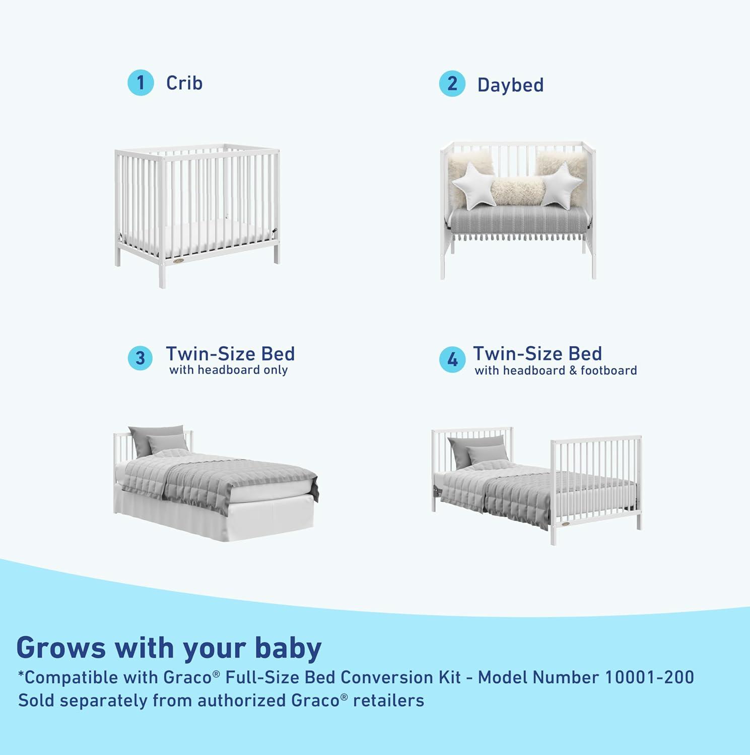 Teddi 4-in-1 Mini Convertible Crib with Mattress