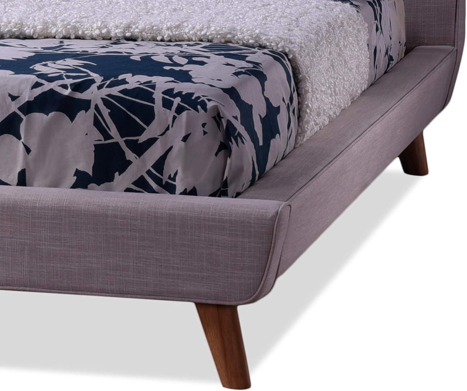 King Jonesy Scandinavian Style Mid-Century Fabric Upholstered Platform Bed Beige - Baxton Studio