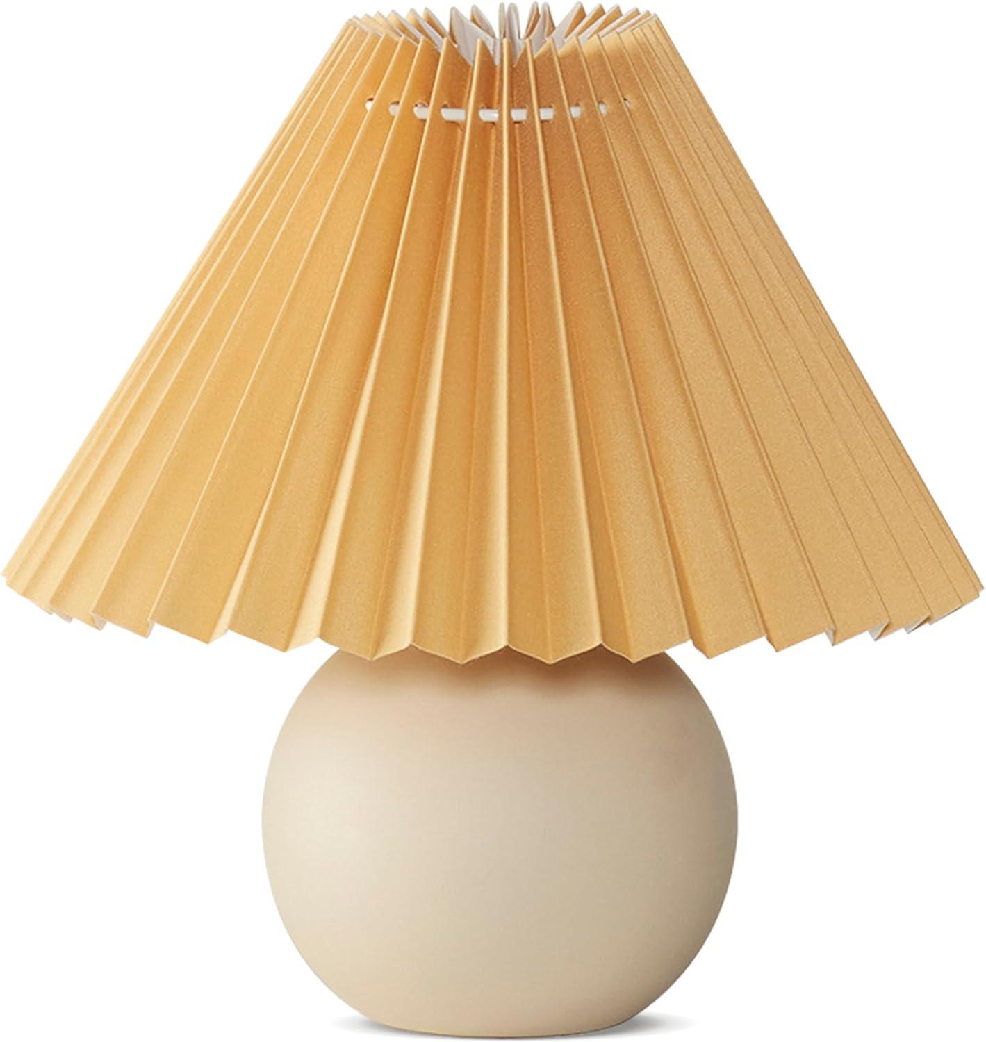 Brightech Serena 10" Ceramic LED Table Lamp - Retro Inspired Globe Base with Cream Pleated Shade