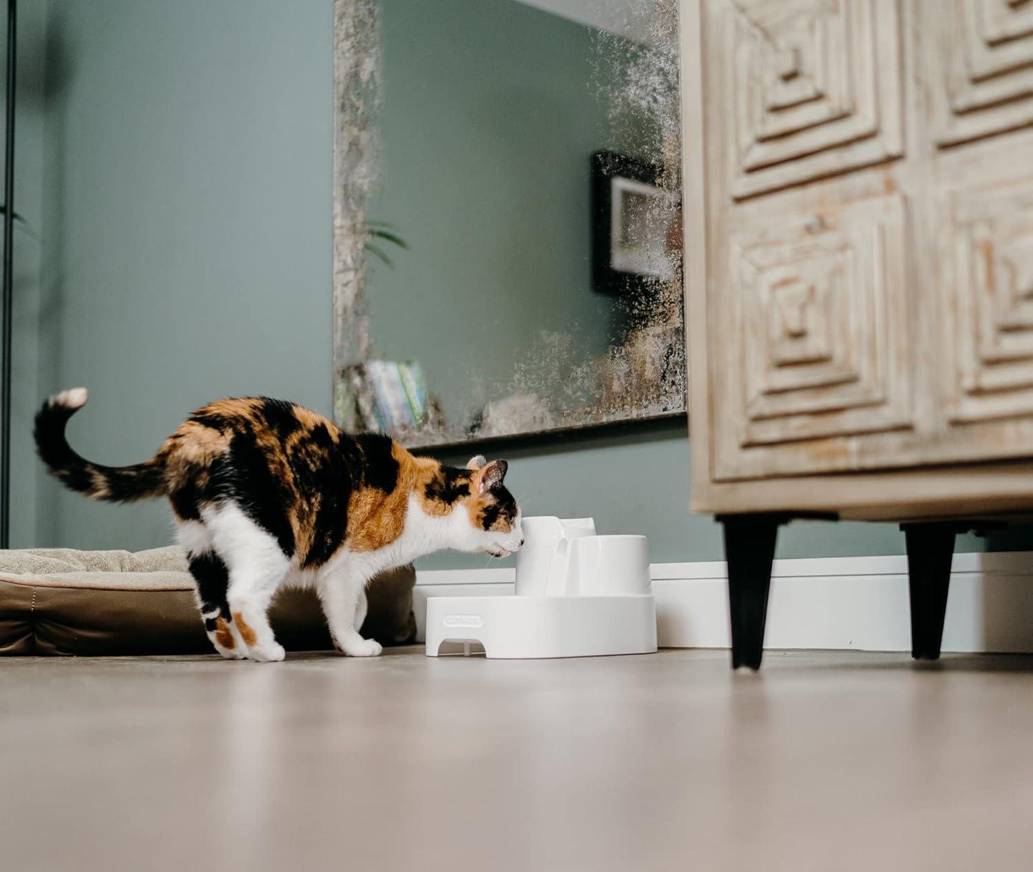 White Multi-Level Pet Water Fountain with Filter