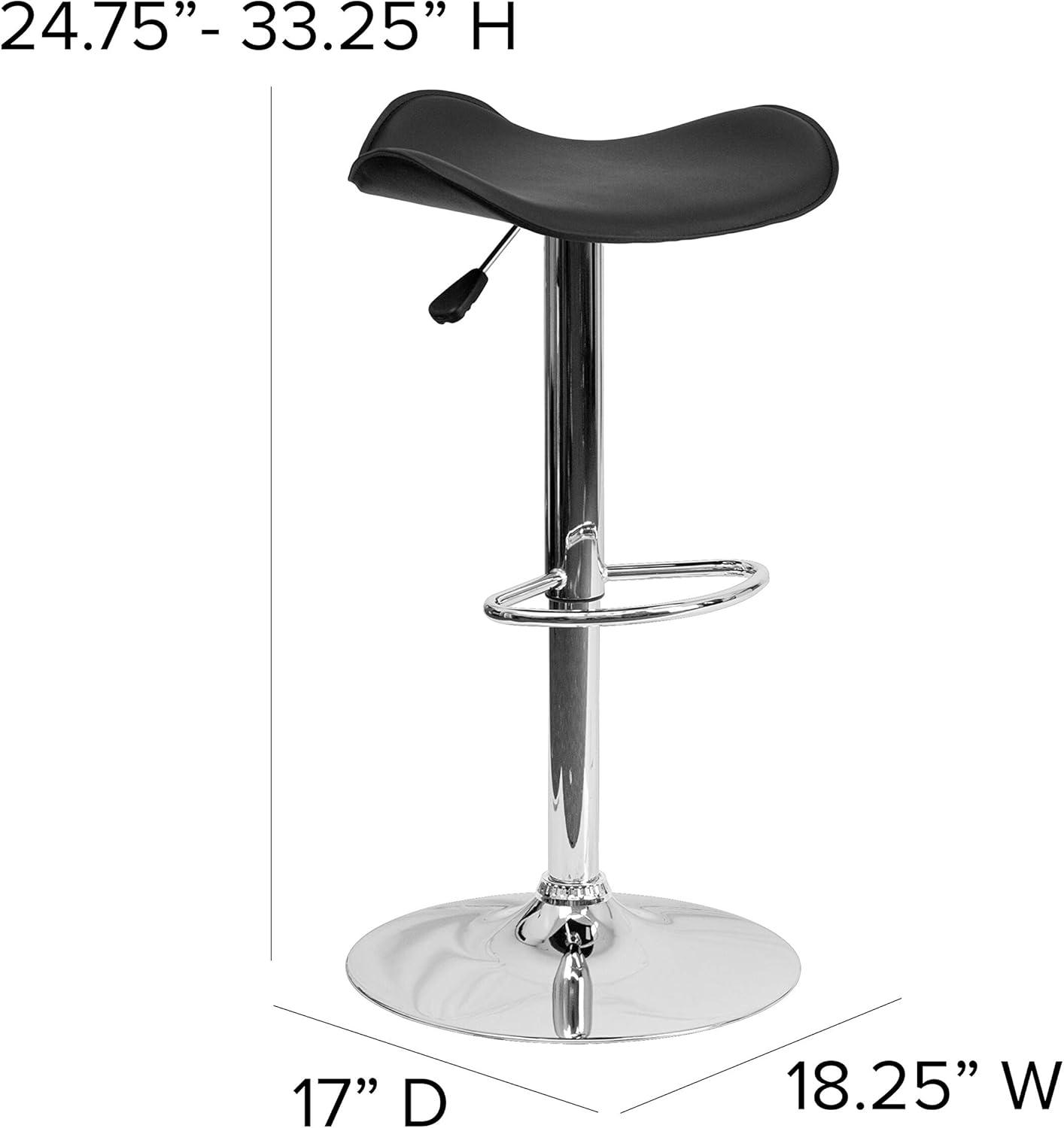 Flash Furniture Contemporary Vinyl Adjustable Height Barstool with Wavy Seat and Chrome Base