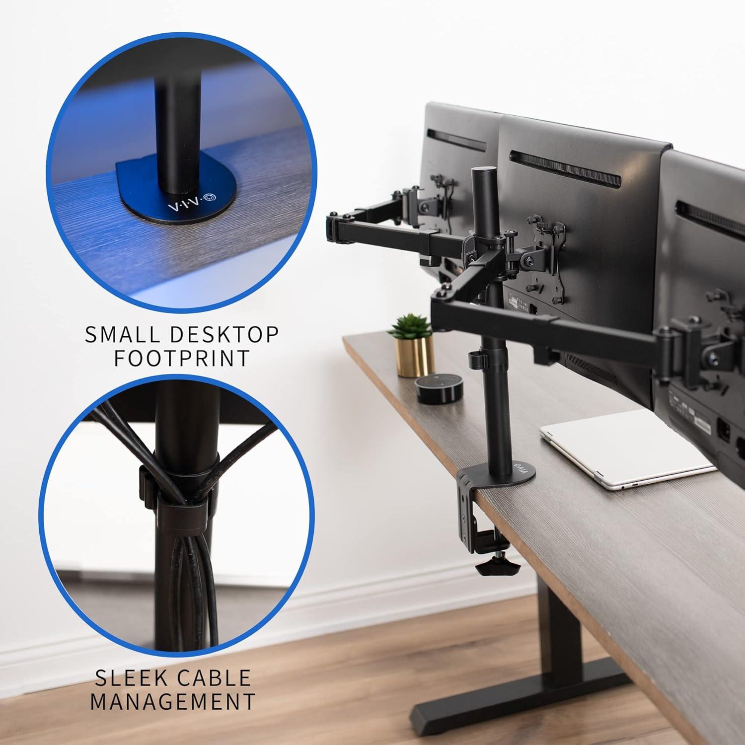 VIVO Triple Monitor Adjustable Mount Articulating Stand for 3 Screens up to 24"