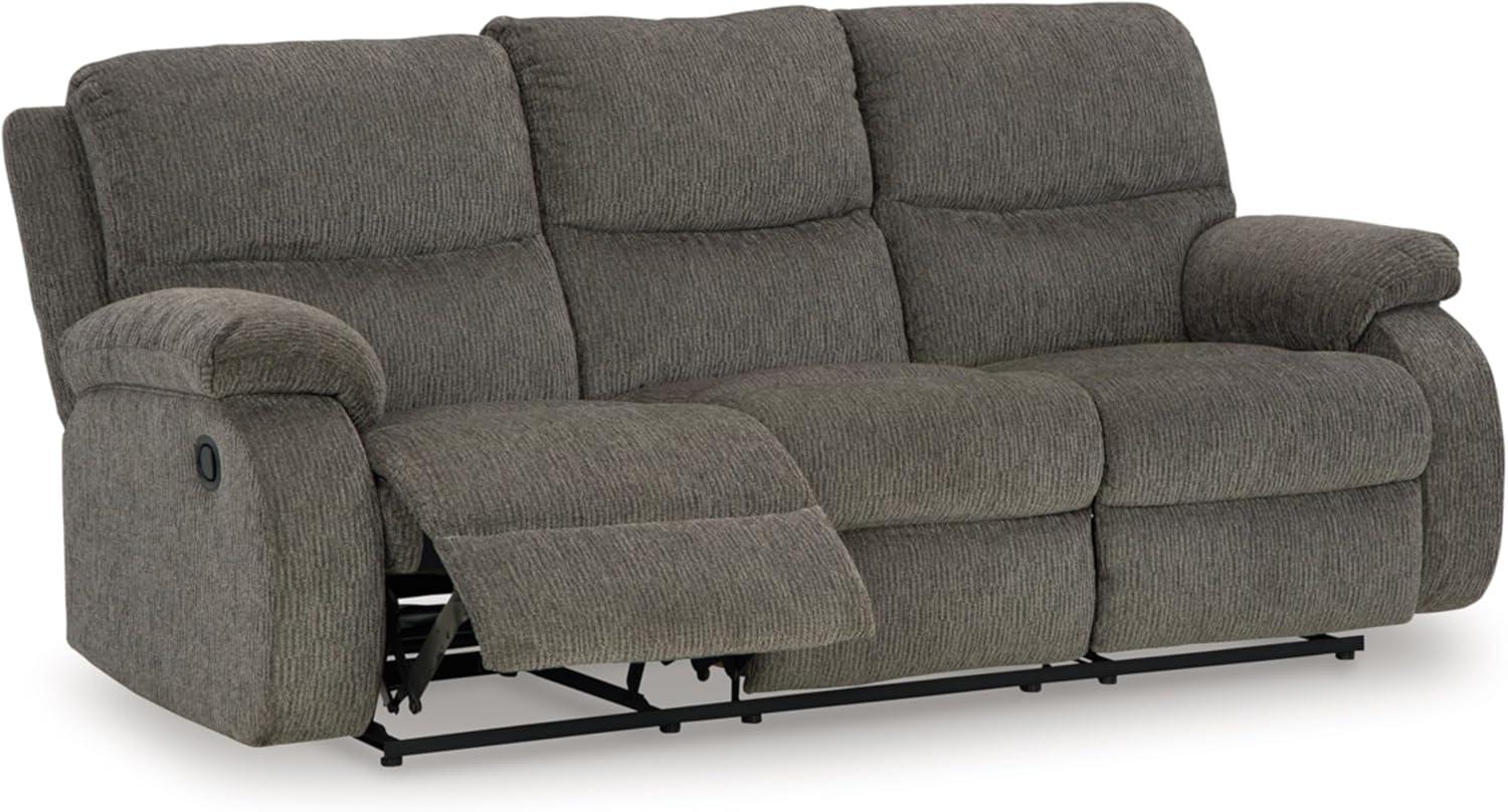 Brindle Gray Microfiber Reclining Sofa with Bustle Back