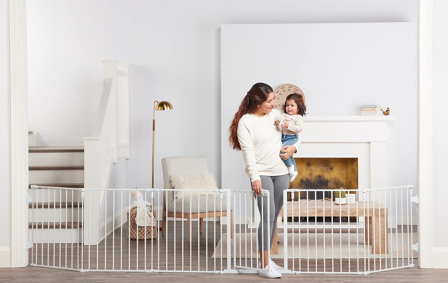 Regalo Super Wide Baby Gate, Features Play Yard Option, White, 144", Age Group 6-24 Months