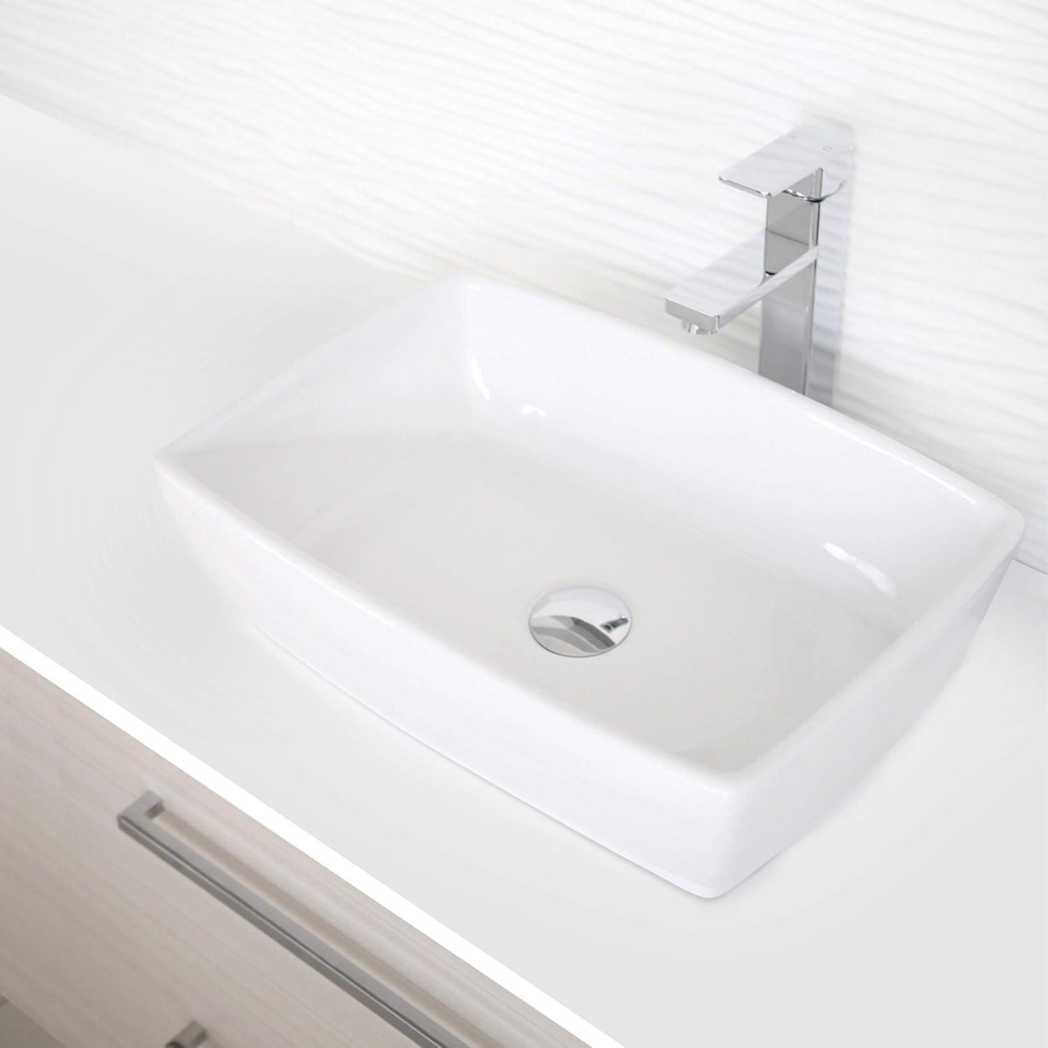 STYLISH Contempo 19"L White Rectangular Vessel Sink