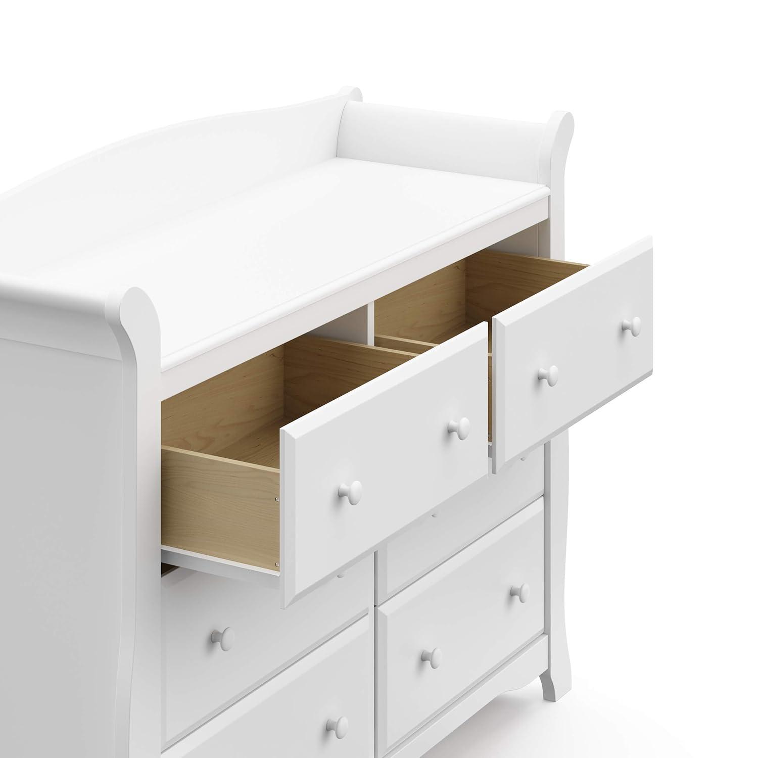 Avalon Sleek White 6-Drawer Nursery Dresser with Ball Bearing Glides