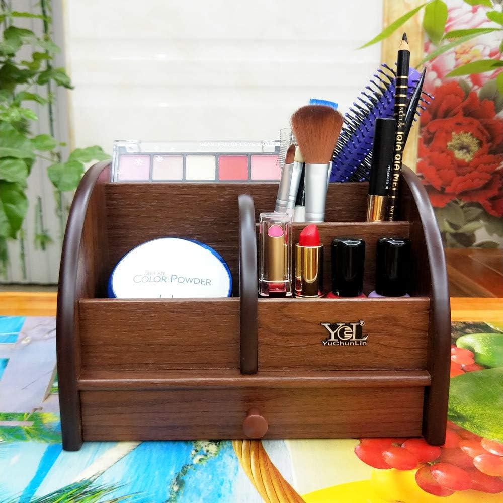 Wood remote control storage box with slender drawer for home & office desk organizer pen/pencil holder makeup and other small items organization YCL825