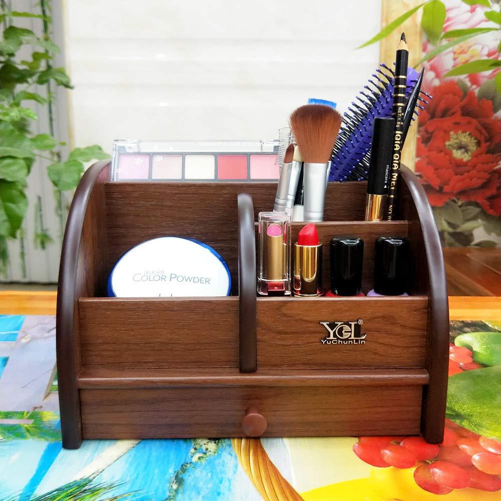 Wood remote control storage box with slender drawer for home & office desk organizer pen/pencil holder makeup and other small items organization YCL825