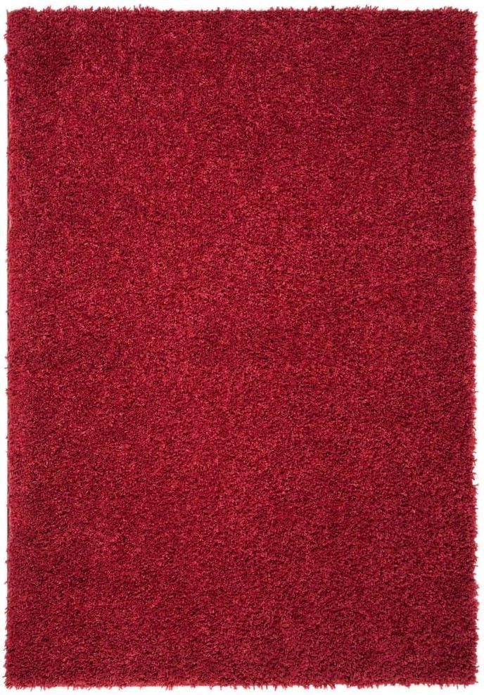 SAFAVIEH August Sophia Solid Shag Area Rug, Red, 3' x 5'